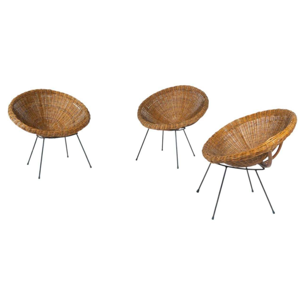 Mid Century Rattan Armchair   3 Available