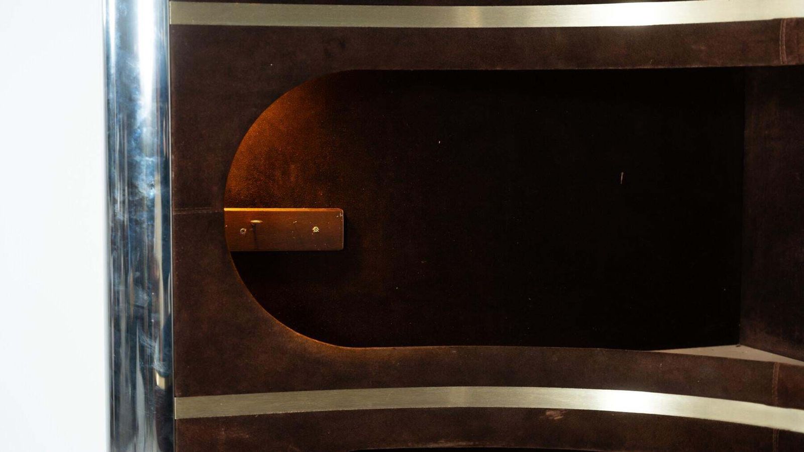 photo vintage Mid Century Modern Suede Bar By Willy Rizzo, Italy, 1970s
