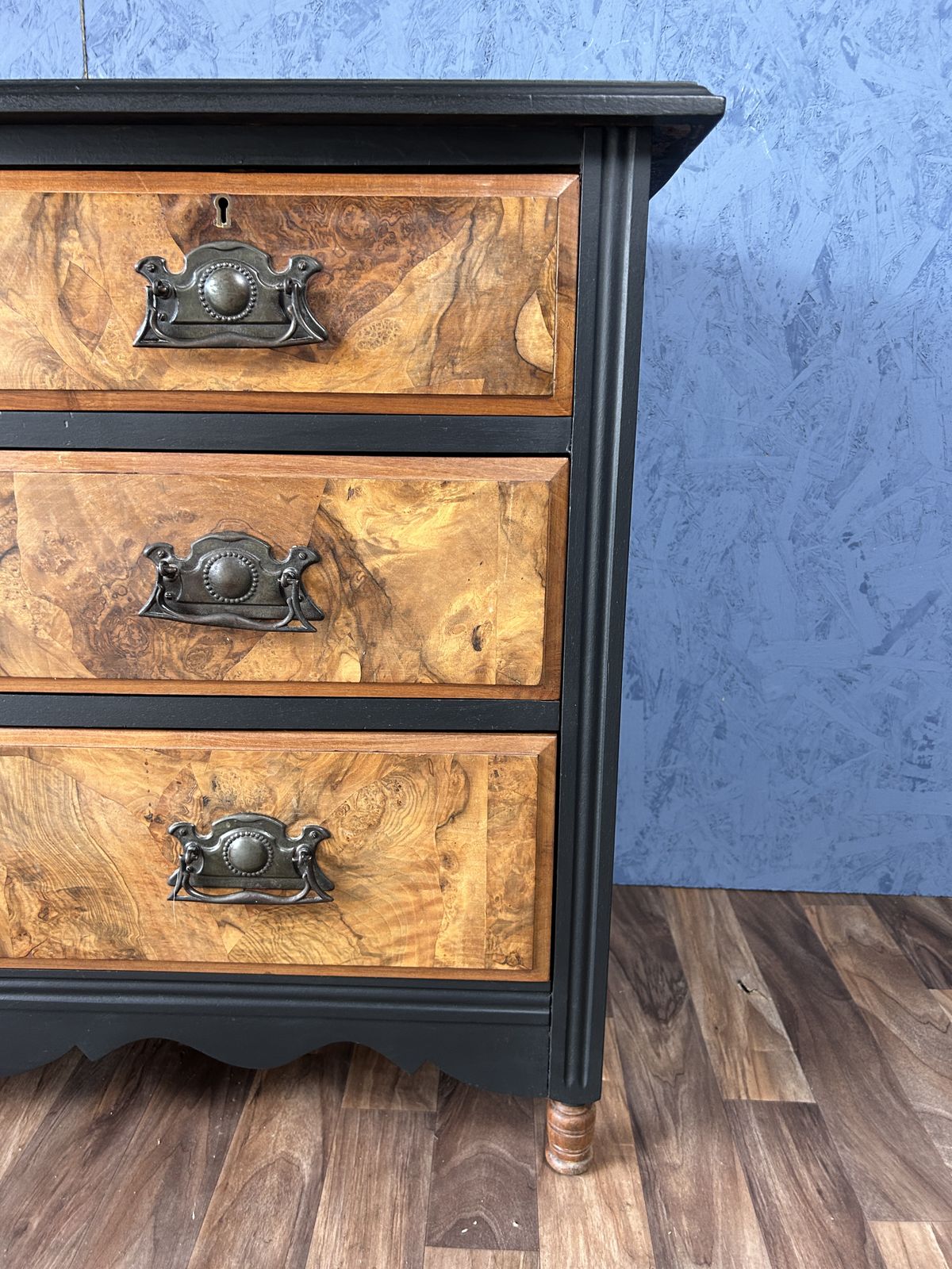 Late Victorian Walnut Chest Of Drawers With Ebonised Finish Body photo Furniture