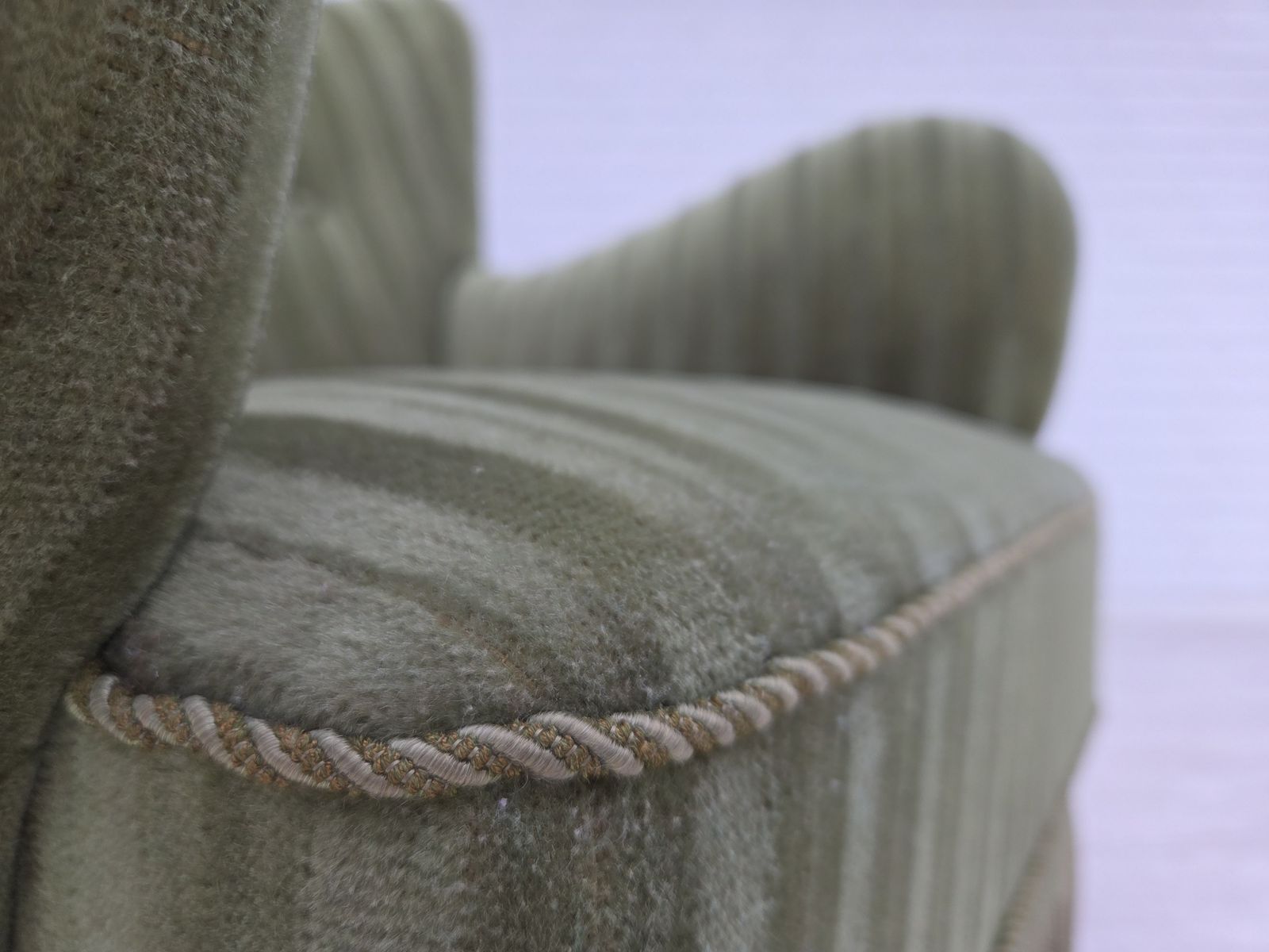 1960s, Danish Armchair, Original Green Furniture Velour. photo 1050.0