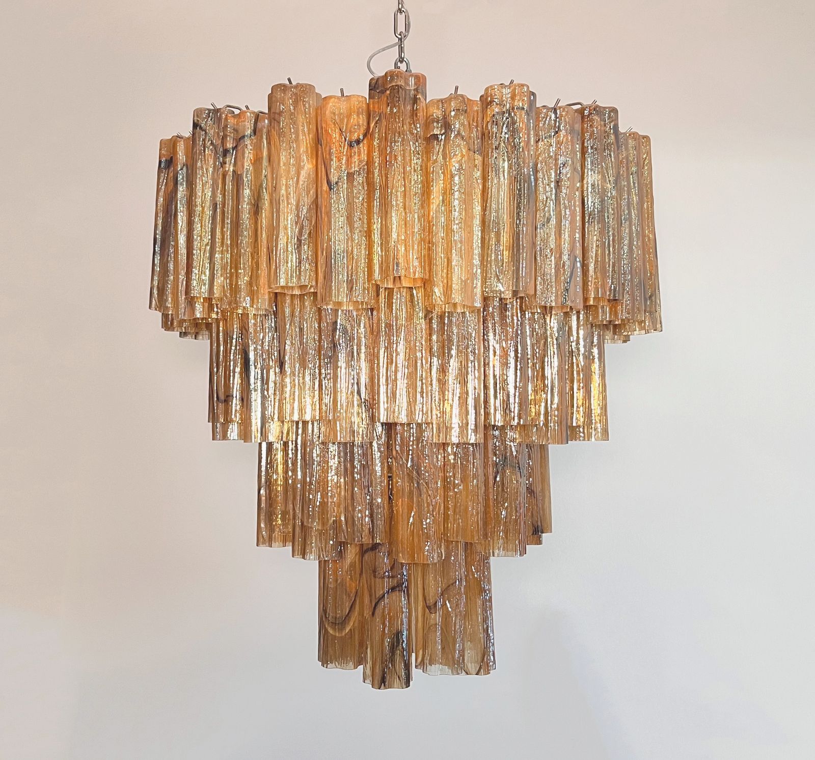Huge Vintage Murano Glass Tiered Chandelier   80 Glasses    Amber Black Albaster photo vintage