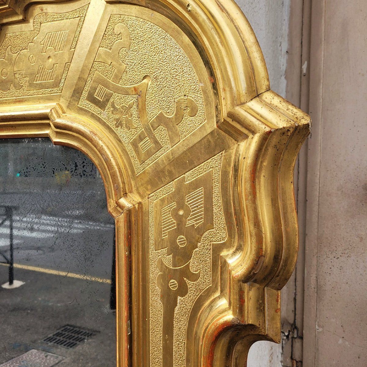 Large Mirror, 163cm High, In Gilded Wood, Italy, Mid 19th Century photo 1850.0