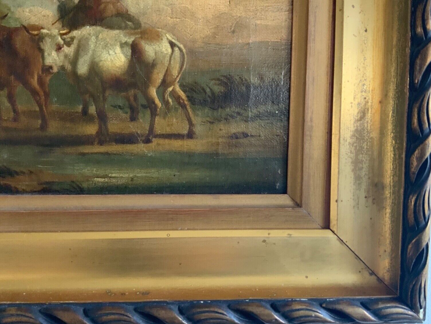 Antique Duch Old Master Oil On Canvas Cattle And Rural Ruins 18th 19th Century photo Art