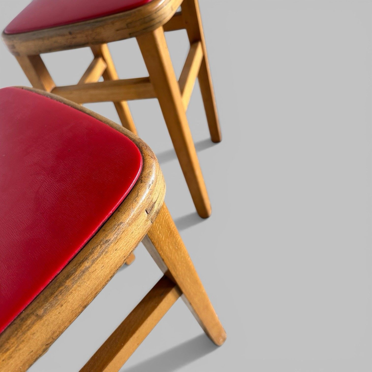 Pair Of 1960s Wooden Kitchen Stools – Vintage Utility Seating photo 80.0