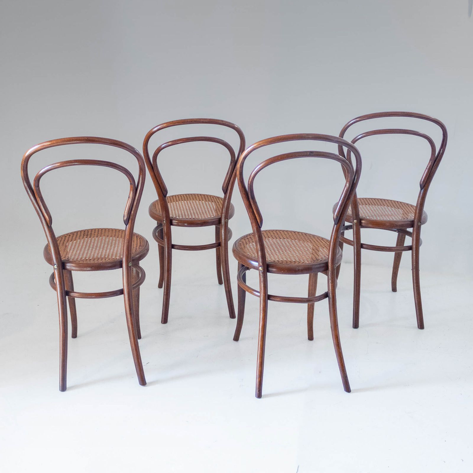 1900s Set Of Four Bentwood And Cane Dining Chairs By Josef Hoffmann, Labeled photo Furniture