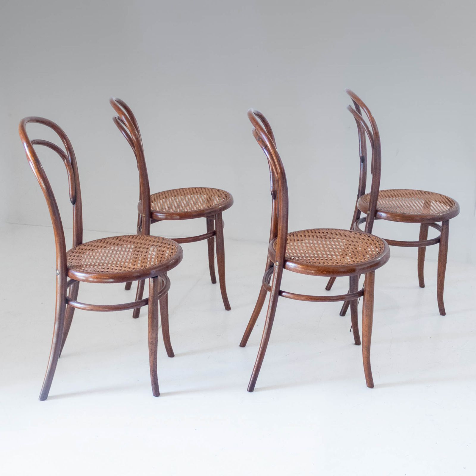 1900s Set Of Four Bentwood And Cane Dining Chairs By Josef Hoffmann, Labeled photo 3200.0