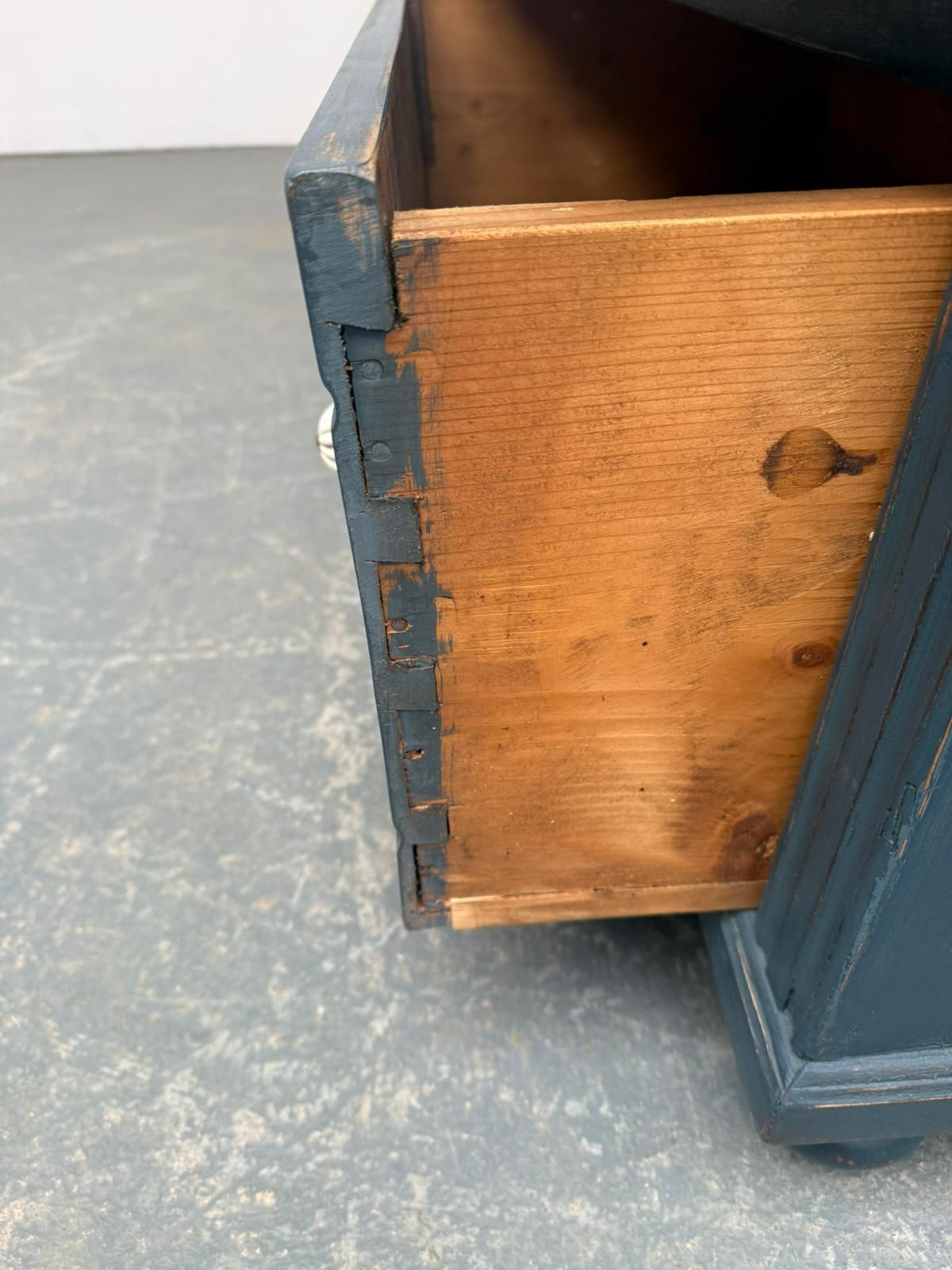 photo furniture An Original Pine Victorian Painted Blue Carved 3 Drawer Chest Of Drawers