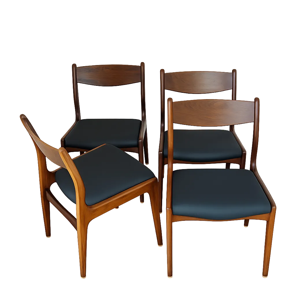 Set Of 4 Vintage Rosewood Chairs From The 1960s, Richbilt, Johannes Andersen Style