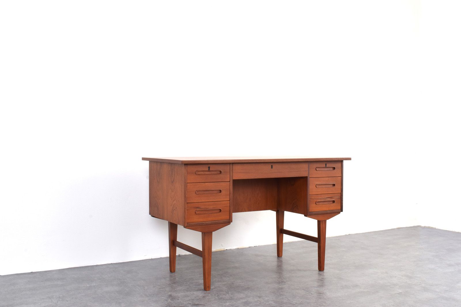 Furniture Mid Century Danish Teak Executive Desk, 1960s. photo