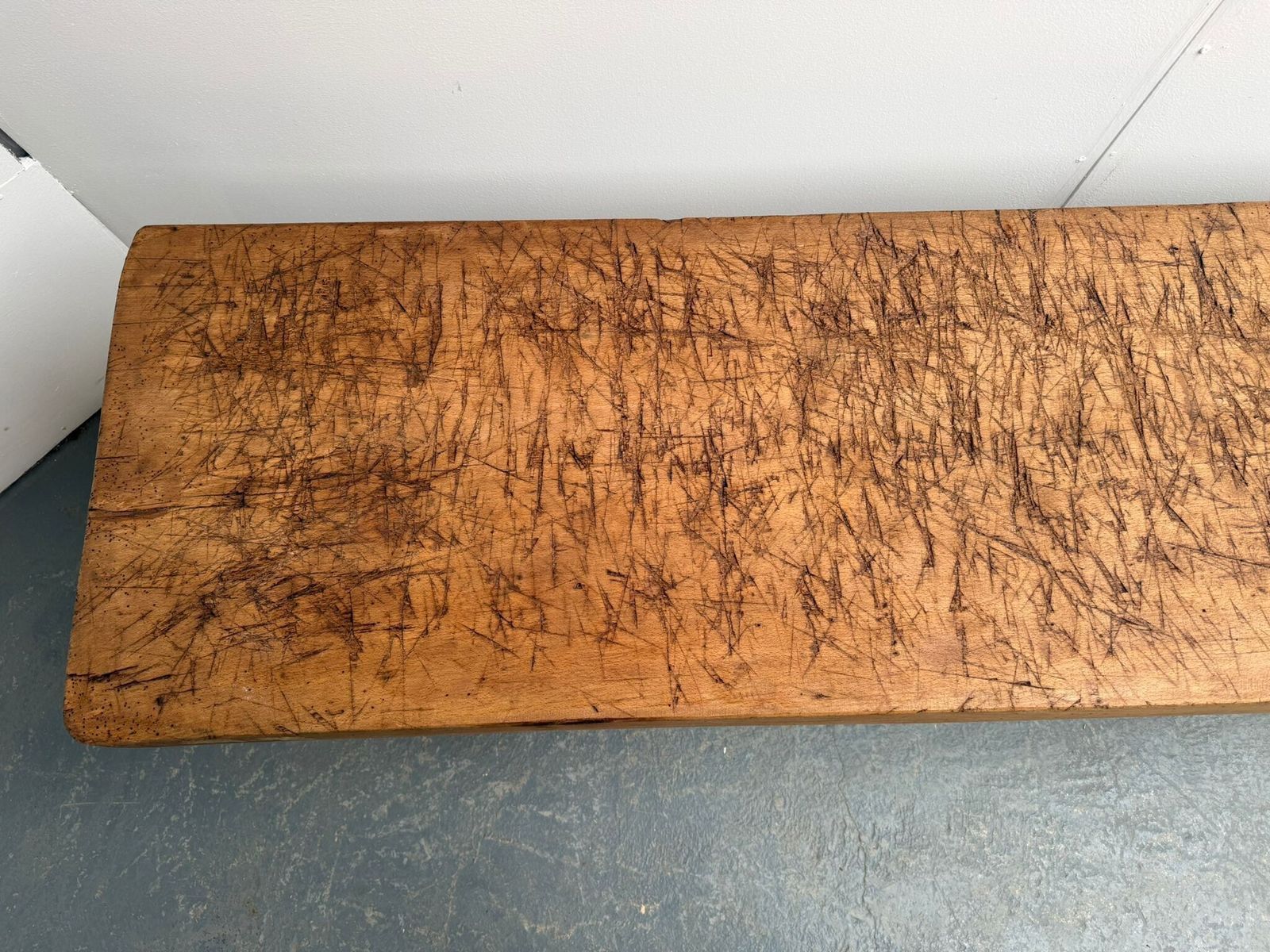 A Small Shallow Hungarian Antique Oak/Hardwood Pig Bench 156cm photo 695.0