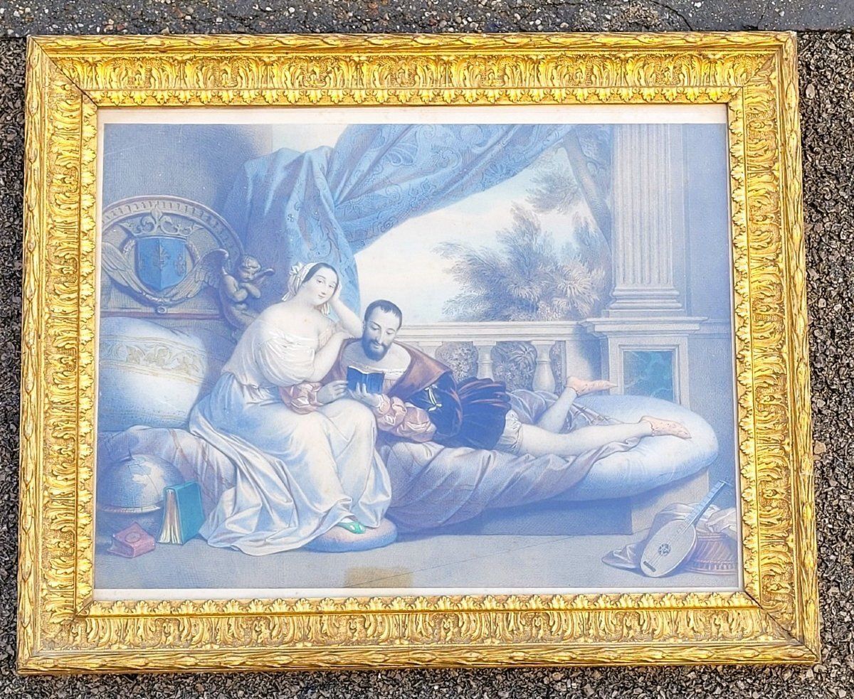 The Loves Of Francis I, Colored Engravings, 19th Century photo furniture