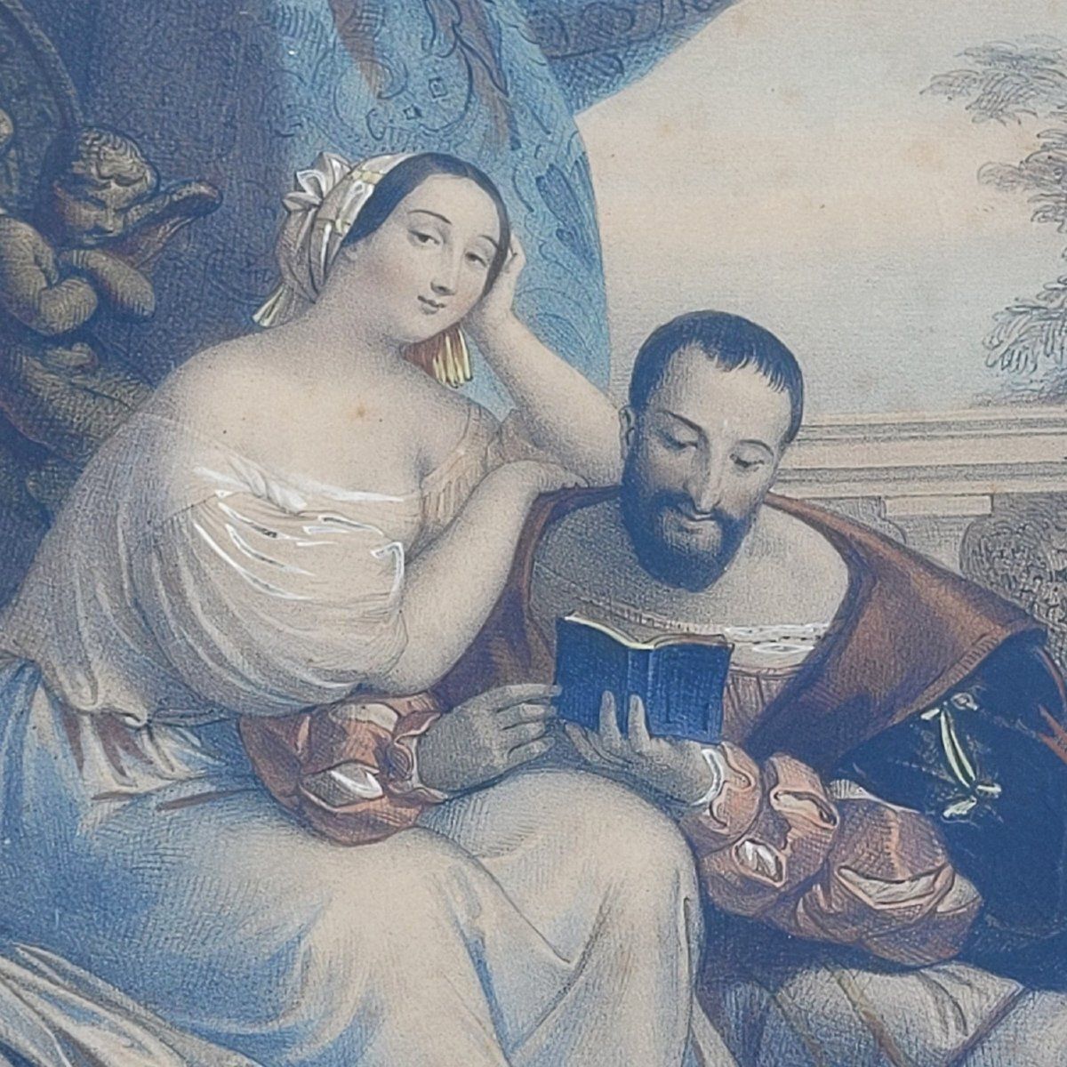 The Loves Of Francis I, Colored Engravings, 19th Century photo vintage