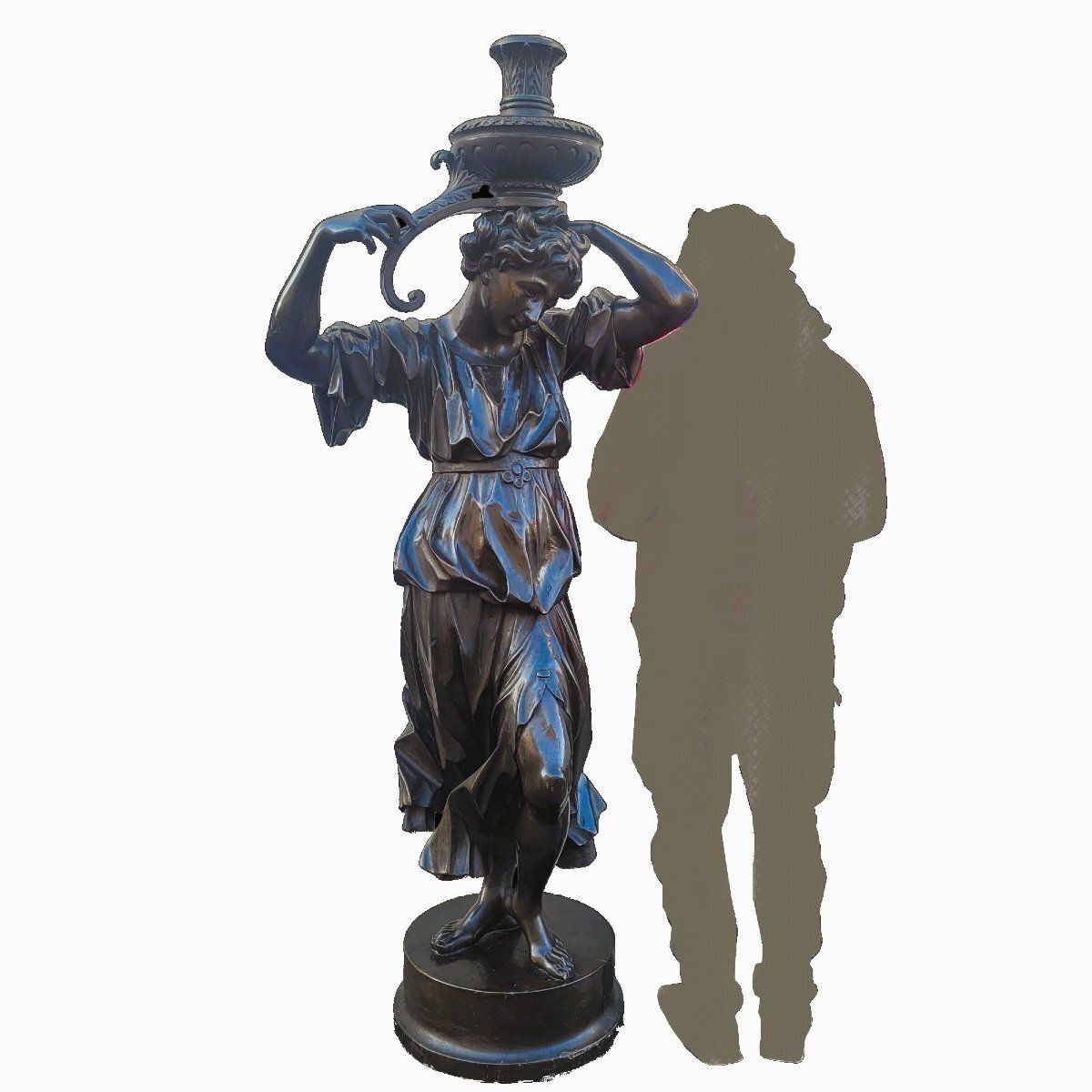 Large Sculpture, 185cm High, Woman In Wood, 19th Century photo Art