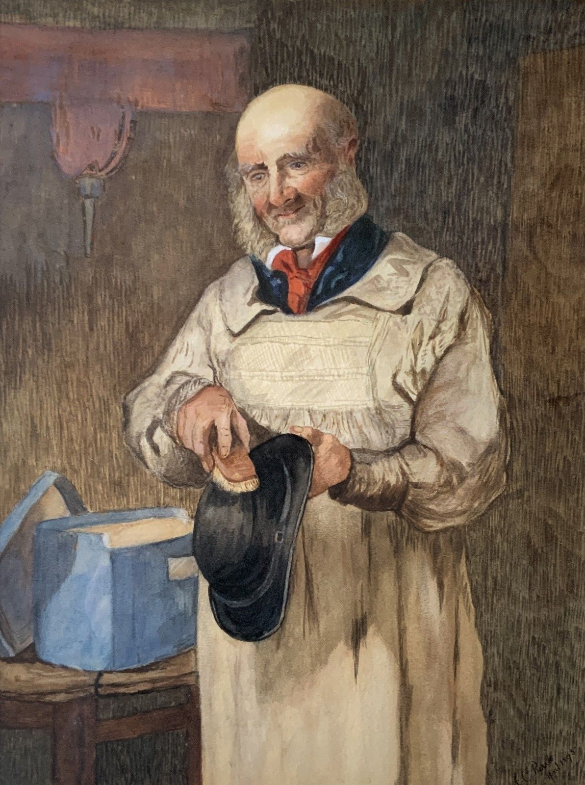 'His Sunday Best' Original Victorian Genre Portrait Watercolour Painting C. 1895 photo for sale