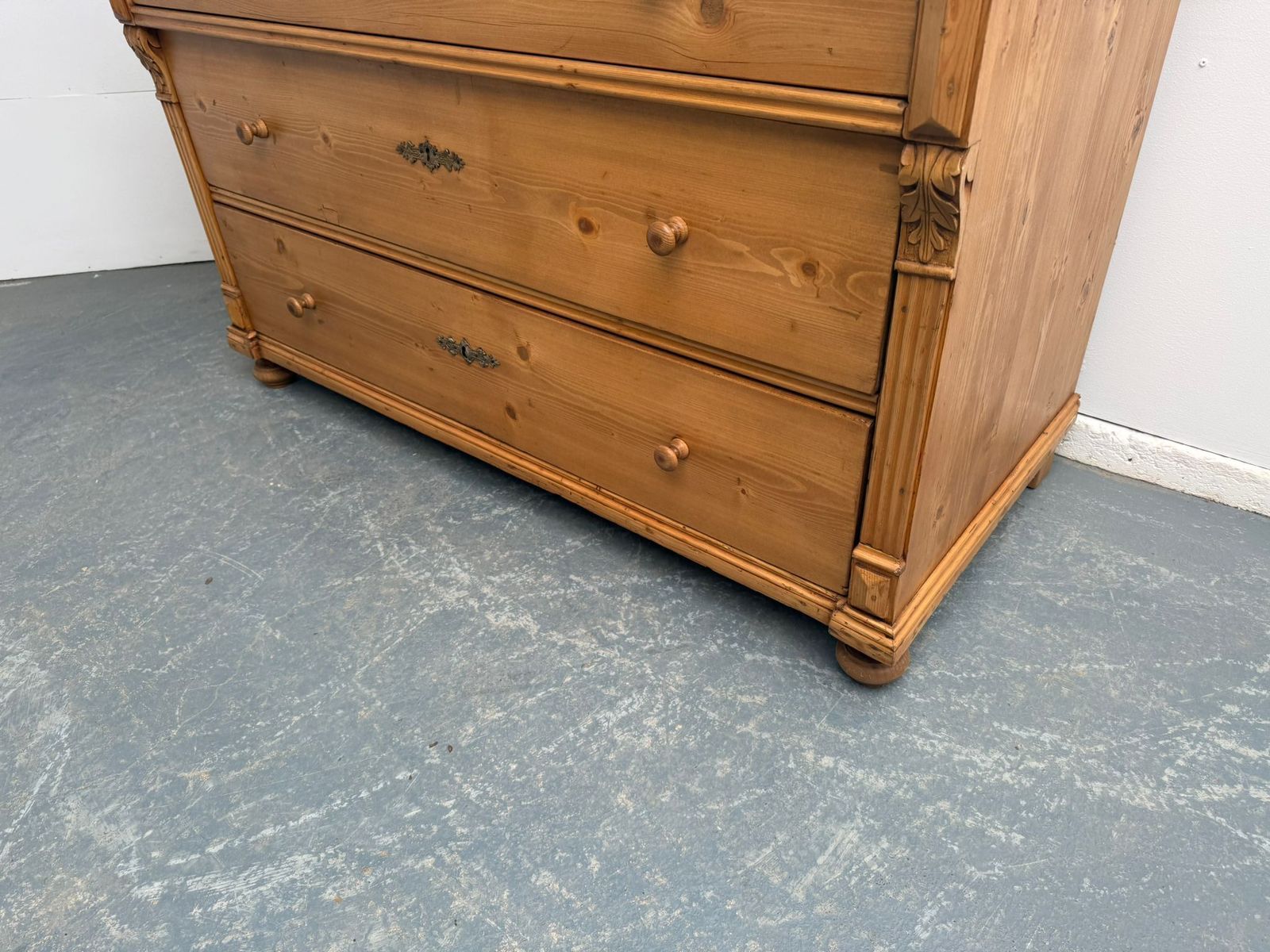 A Low Wide Pine Hungarian Victorian Waxed 3 Drawer Chest Of Drawers photo Furniture