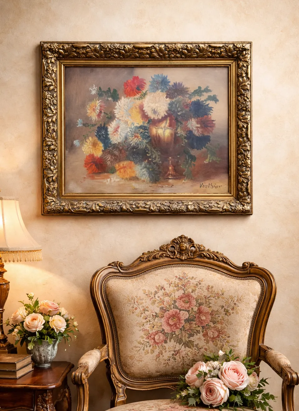 Fine 19th Century Swiss Floral Still Life Oil Painting For Minor Tlc (2 Of 2) photo furniture