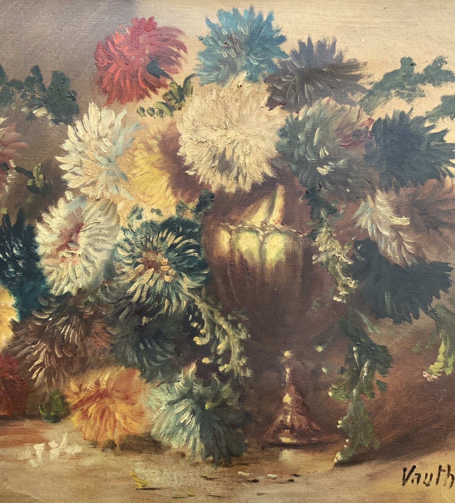 Fine 19th Century Swiss Floral Still Life Oil Painting For Minor Tlc (2 Of 2) photo Art