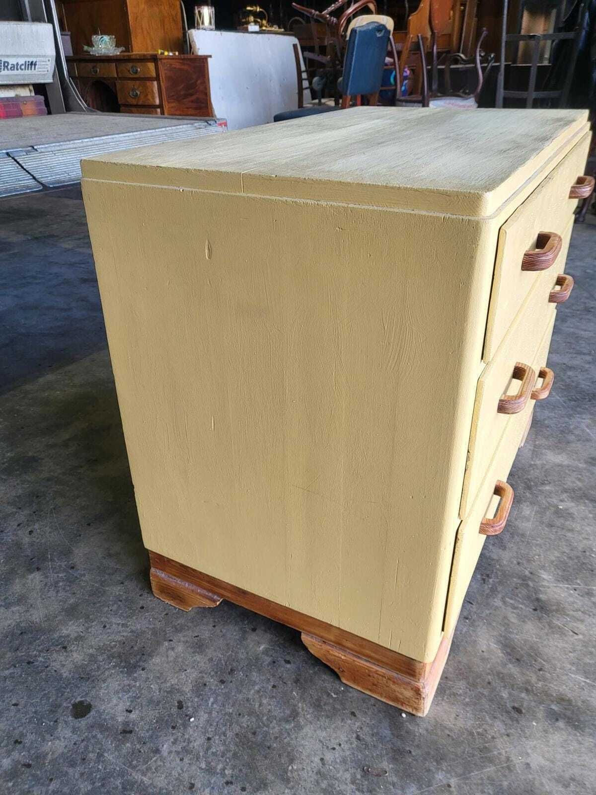 265.0 Vintage Small Low Painted Chest Of Drawers 3 Drawers photo
