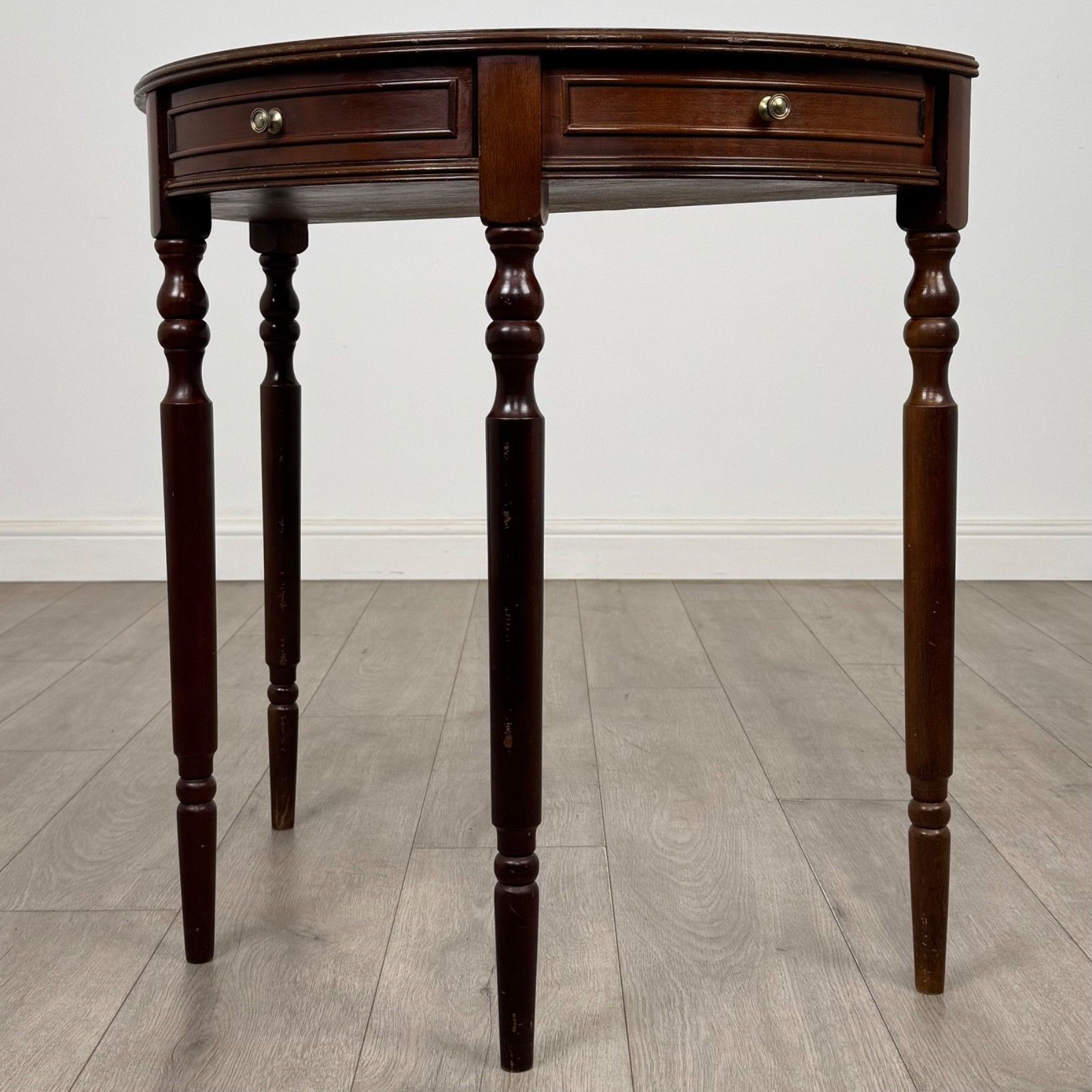 Antique 20th Century Small Demi Lune Side Table In Mahogany ( Af 5355 ) photo furniture
