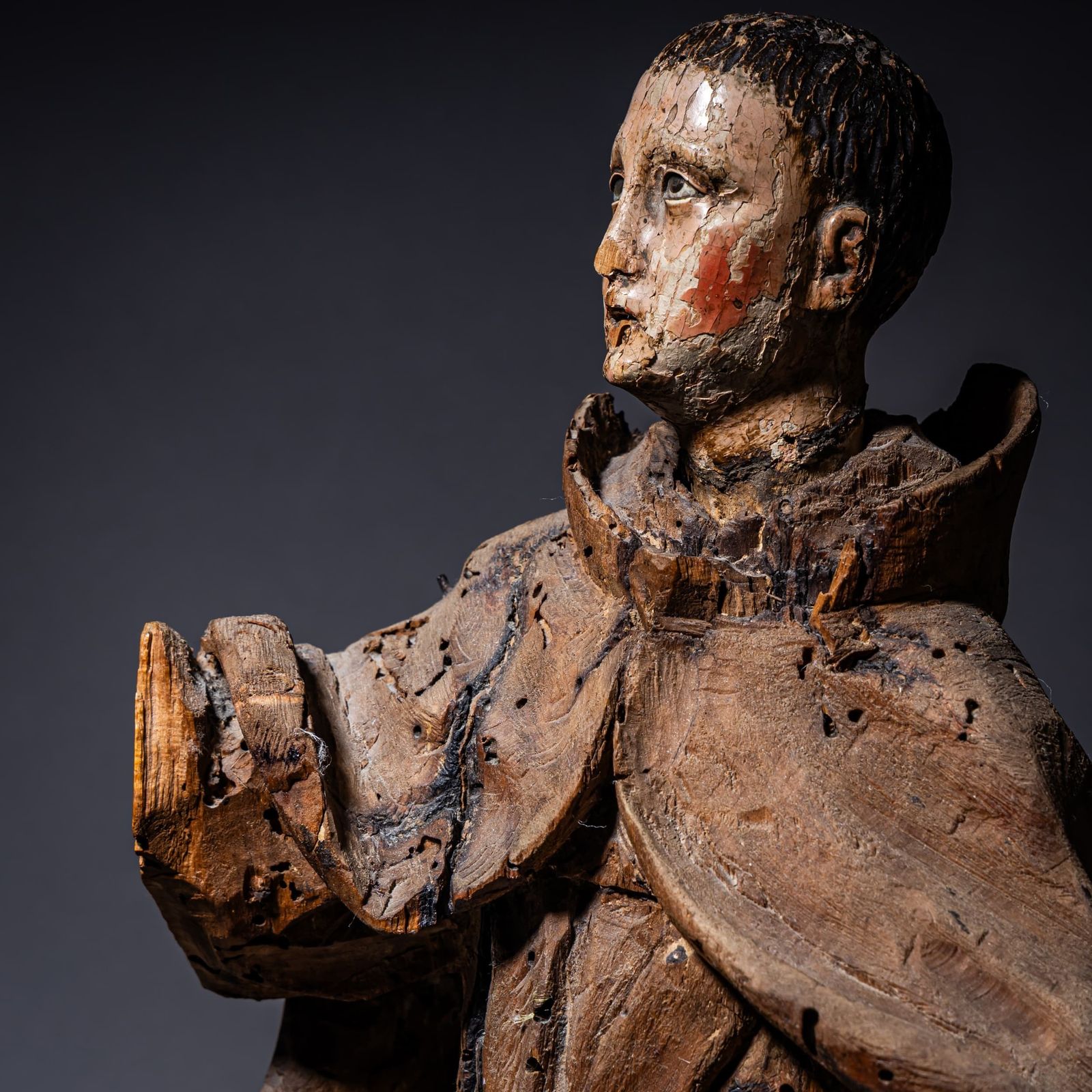 Wooden Sculpture Of Saint Francis Of Assisi, 18th Century photo 1040.0