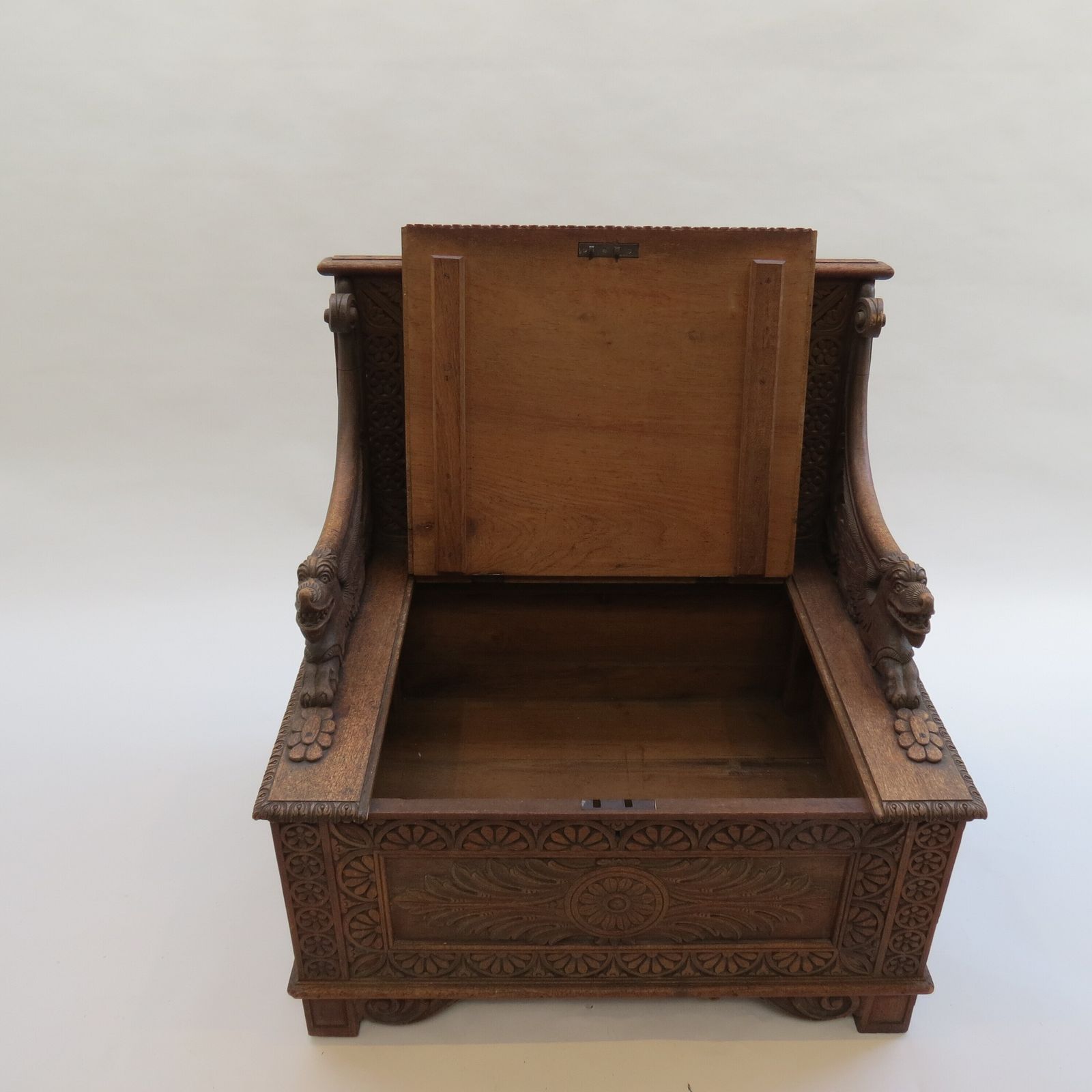 Burmese Anglo Indian Gothic Revival Carved Hall Seat Chair 1880 photo buy