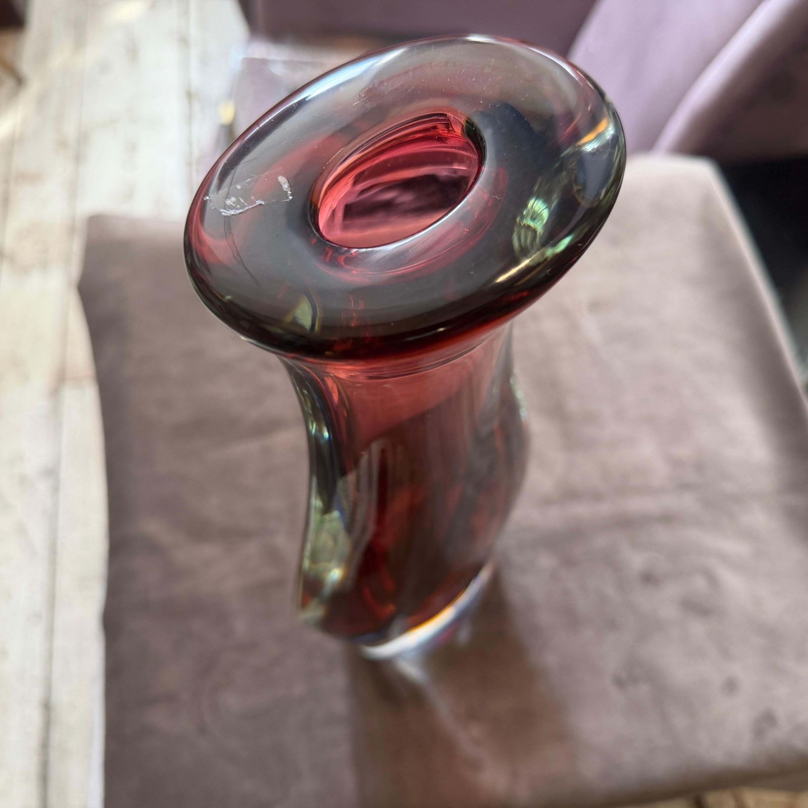 650.0 1980s Flavio Poli Modern Pink Blue And Yellow Sommerso Murano Glass Tall Vase photo