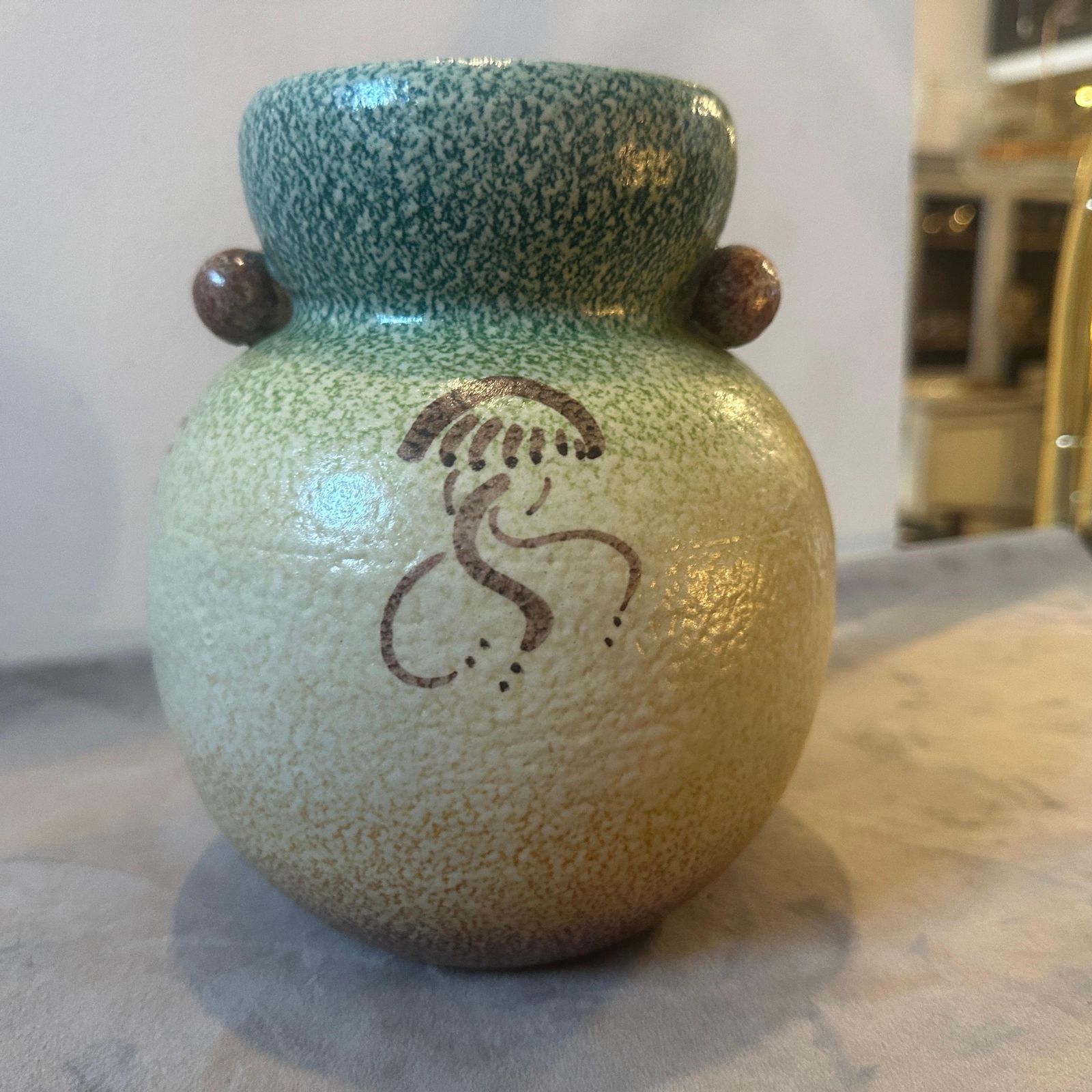photo furniture 1930s Art Deco Futurist Hand Painted Ceramic Vase By Iama Albisola