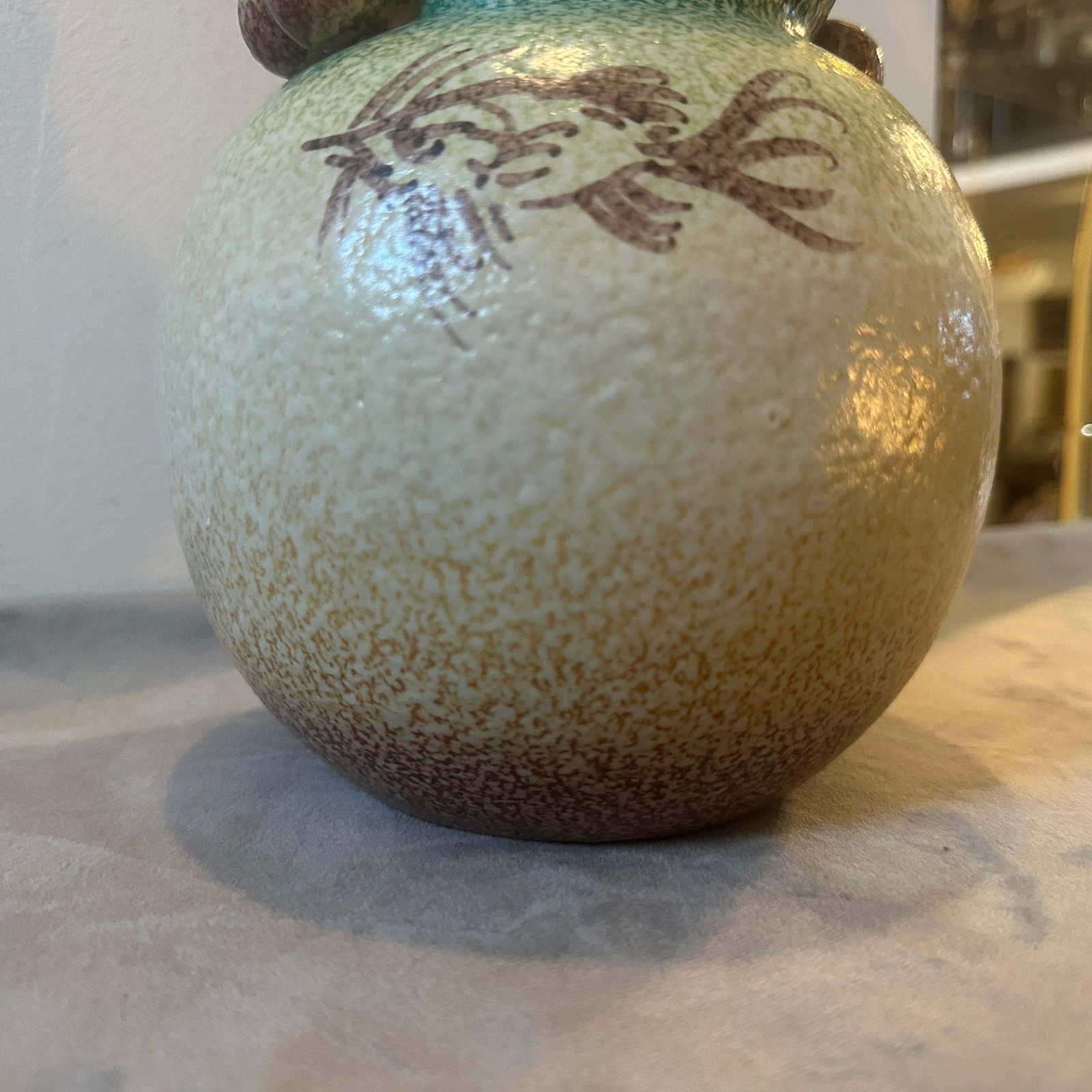 photo for sale 1930s Art Deco Futurist Hand Painted Ceramic Vase By Iama Albisola