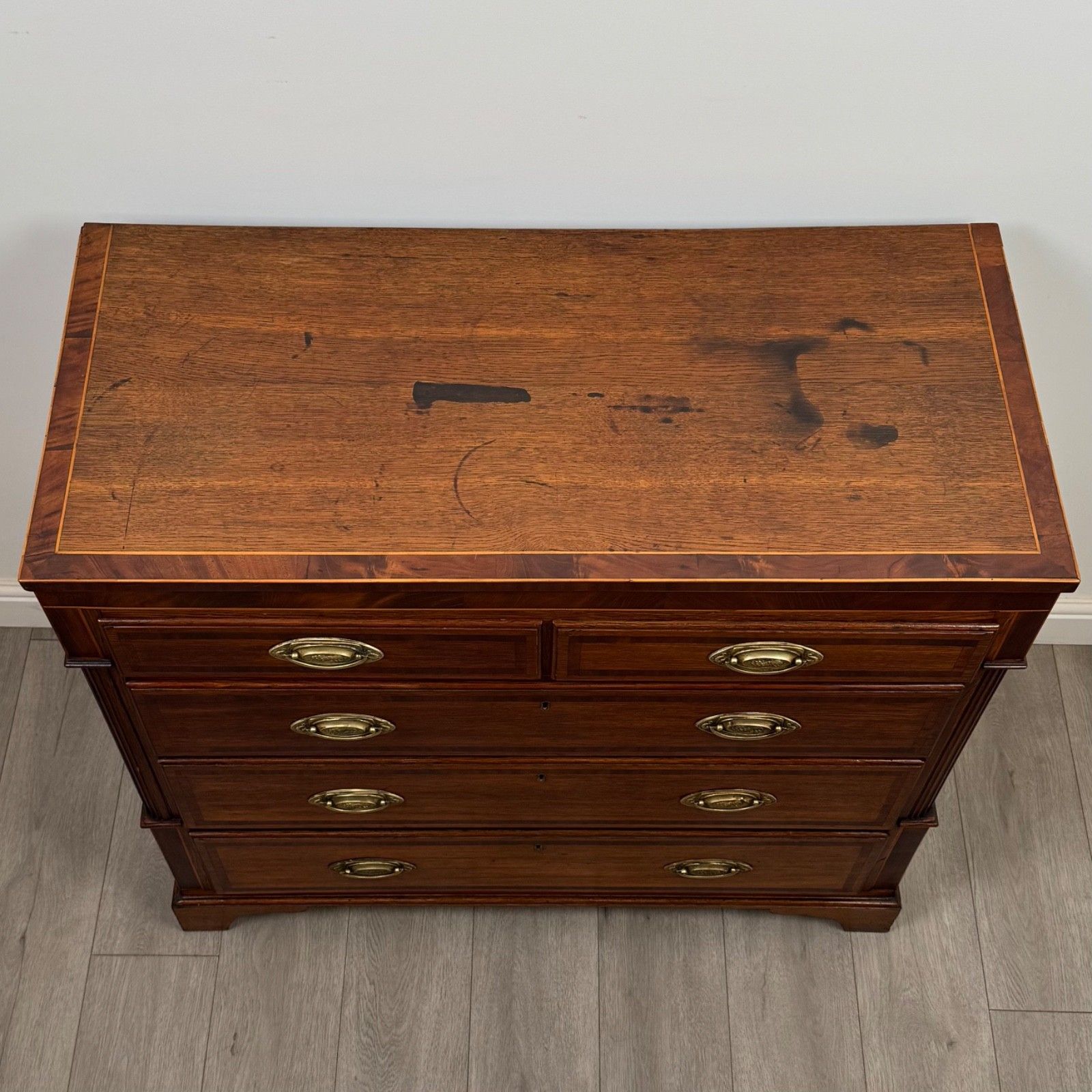 photo furniture Antique 18th Century Georgian Chest Of Drawers In Oak ( Af 5326 )