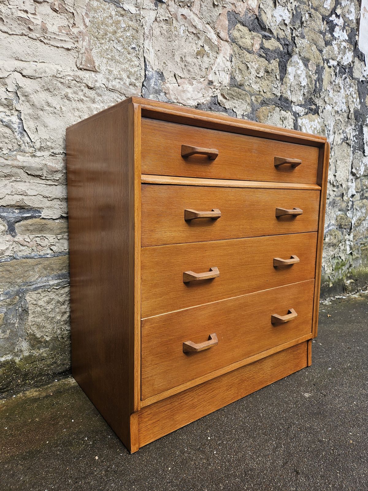 G Plan Oak Chest Of Drawers: Mid Century Modern Brandon Range Four Drawer Tallboy photo vinterior