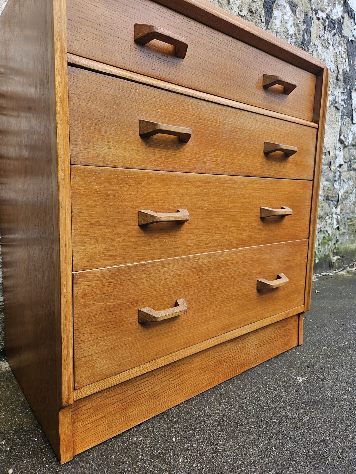 G Plan Oak Chest Of Drawers: Mid Century Modern Brandon Range Four Drawer Tallboy photo vintage