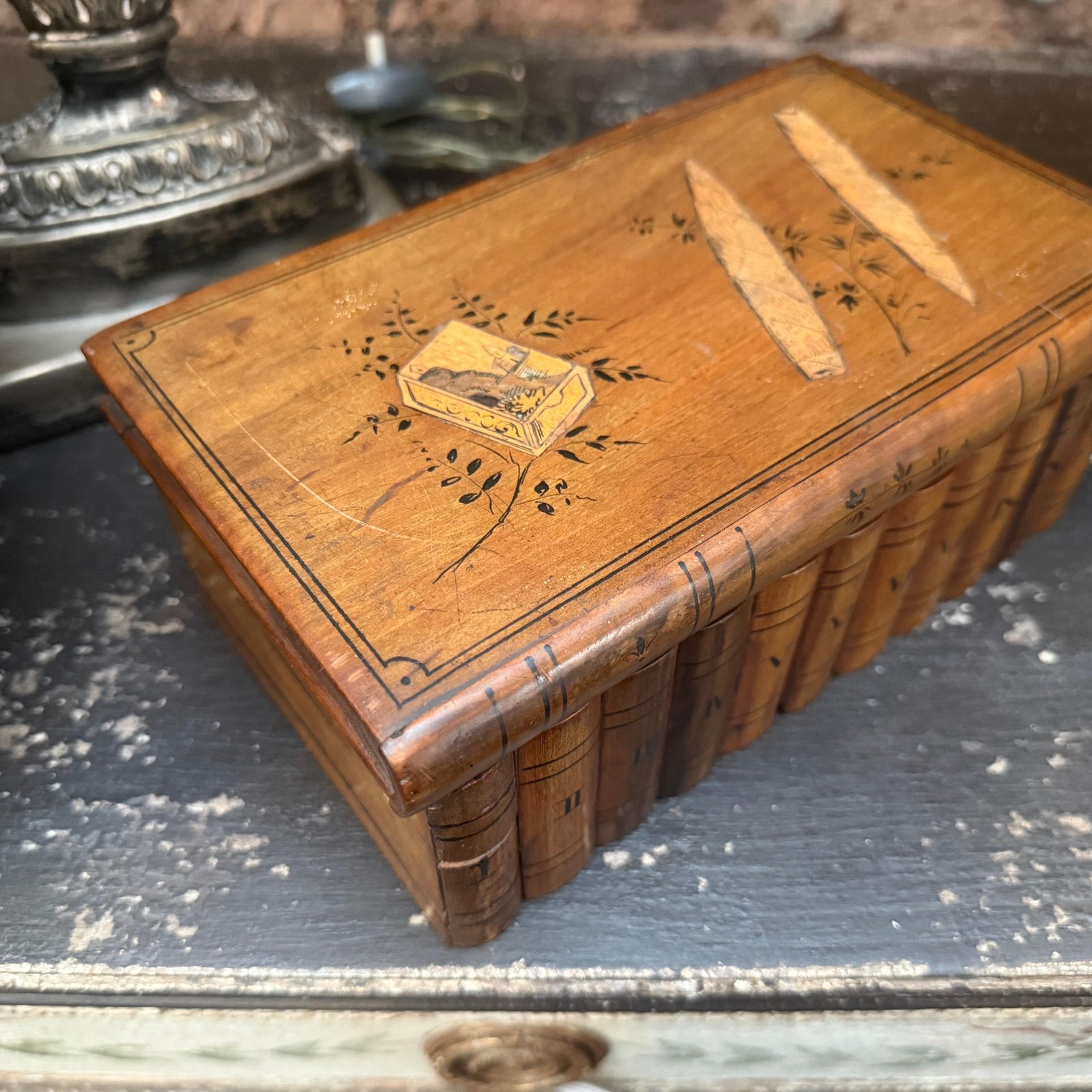 1920s Art Deco Inlaid Fruit Wood Cigar Box Form Sorrento Italy photo Home Decor