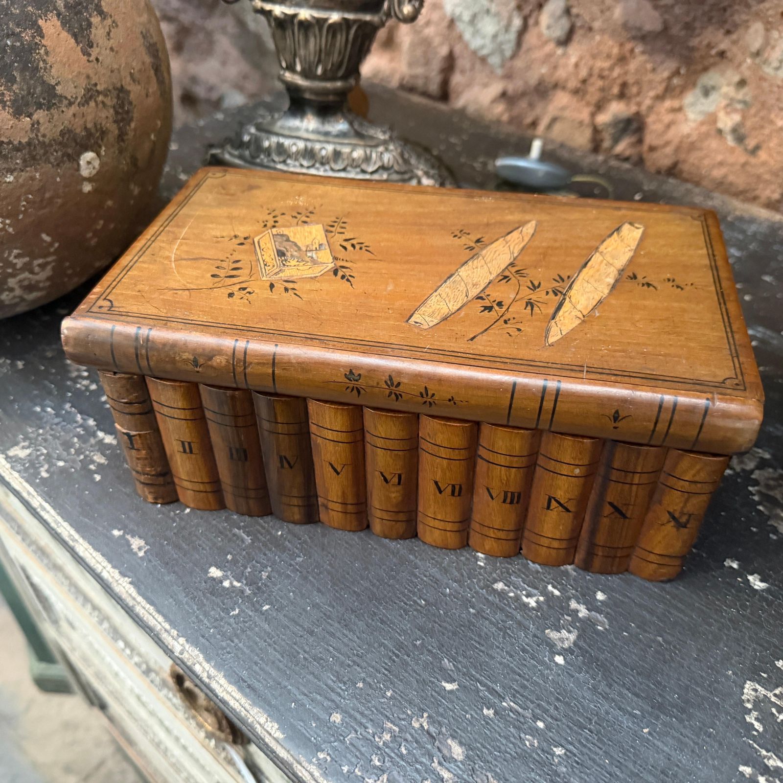 1920s Art Deco Inlaid Fruit Wood Cigar Box Form Sorrento Italy photo 310.0