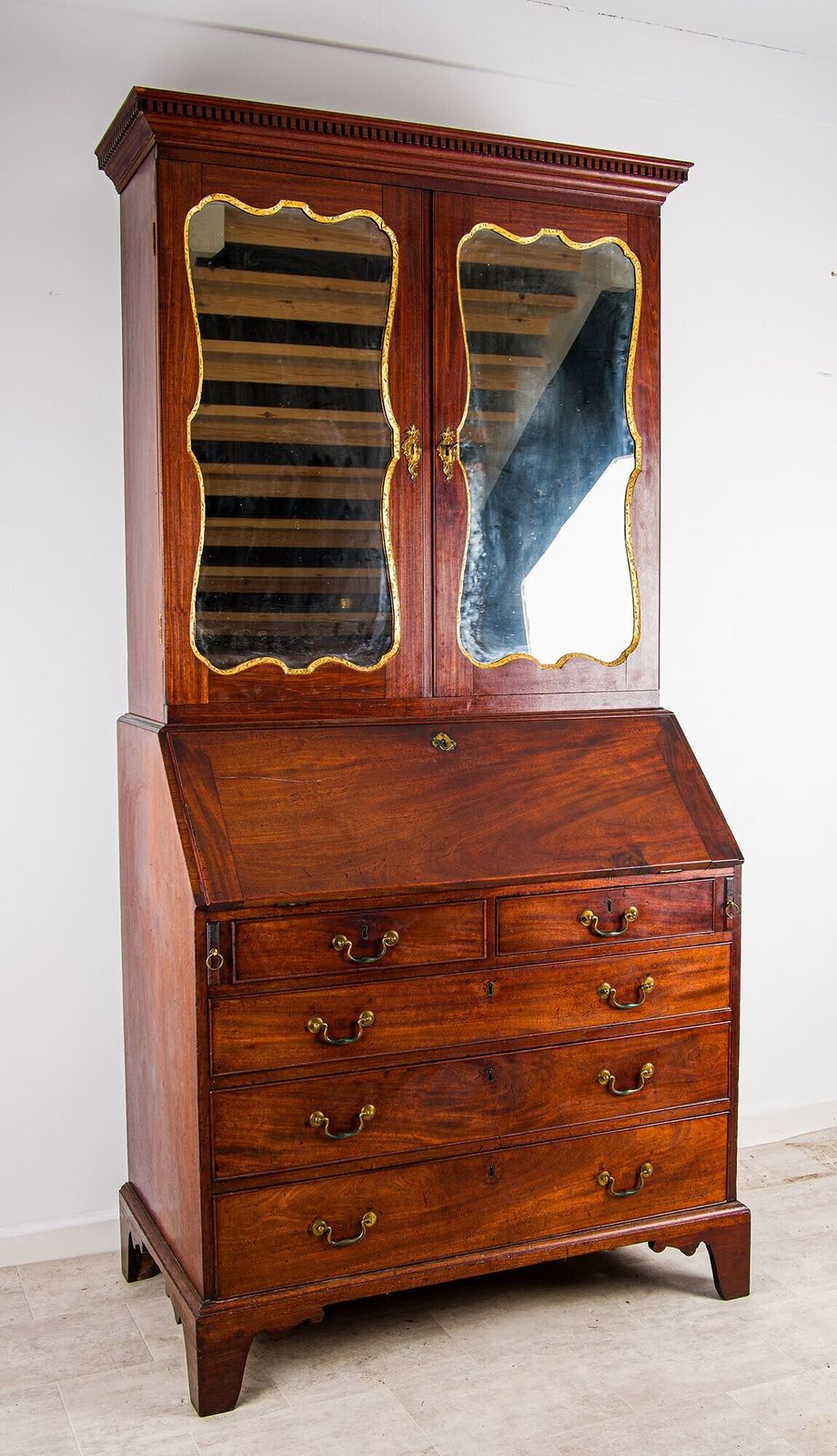 Fine George III Period English Mahogany Bureau Bookcase C.1760 photo for sale