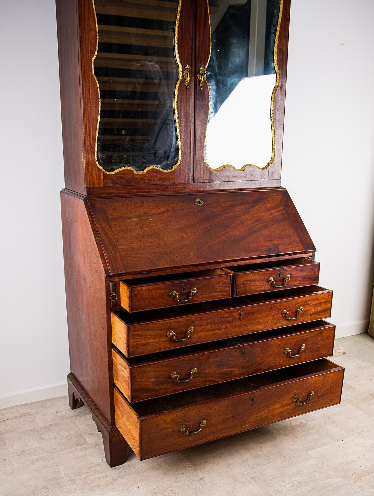 Fine George III Period English Mahogany Bureau Bookcase C.1760 photo Furniture