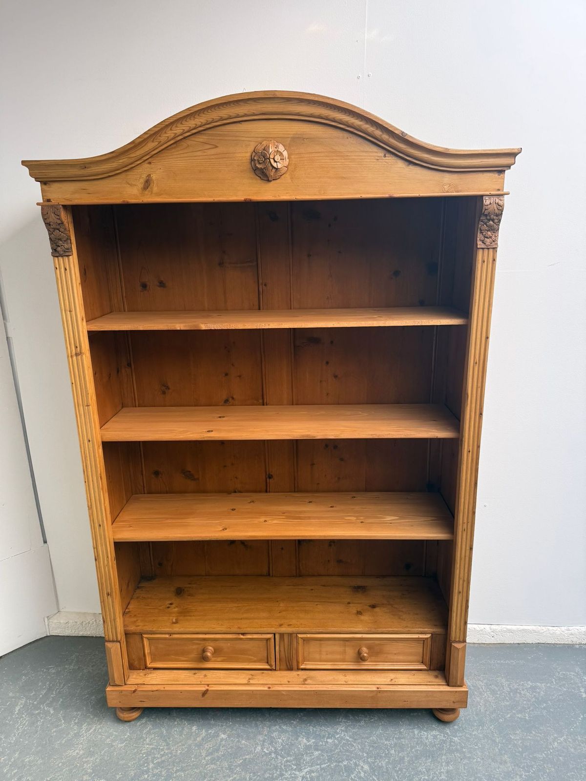 A Superbly Waxed Antique Pine Original Adjustable Bookshelf photo for sale