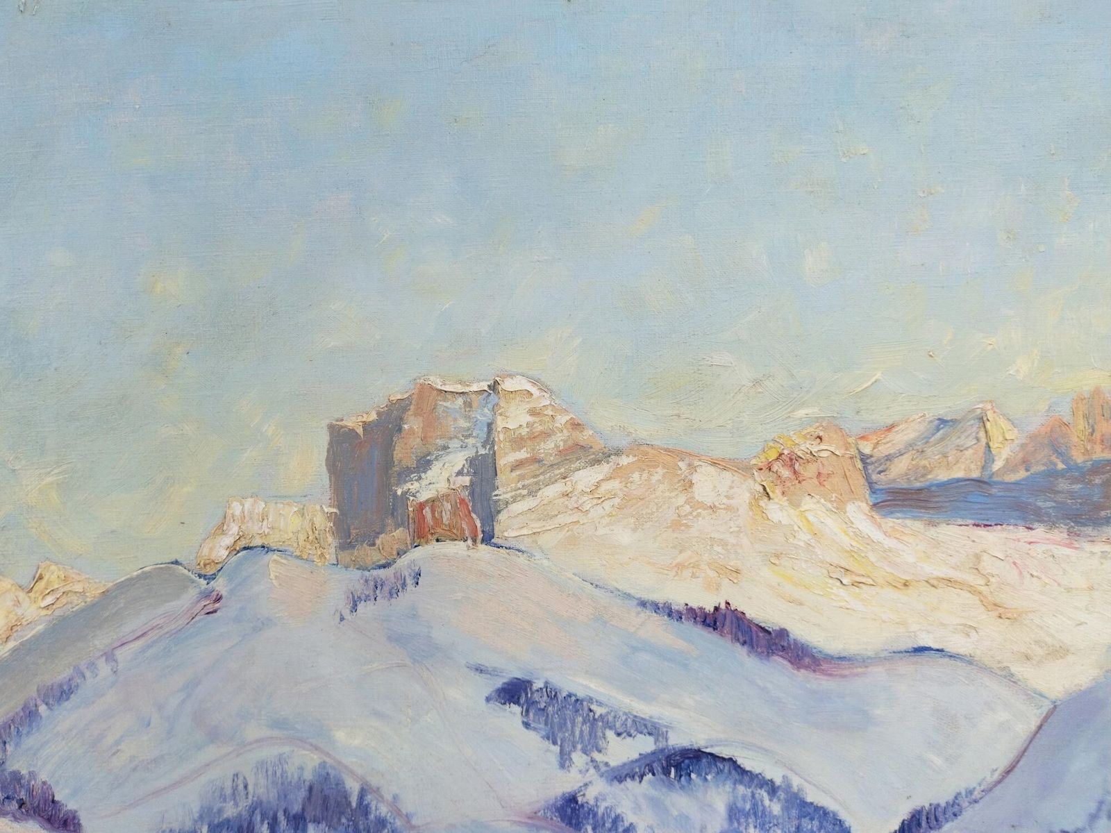 Antique Painting "Sunset Over The Dolomites – Emil Donat" photo buy