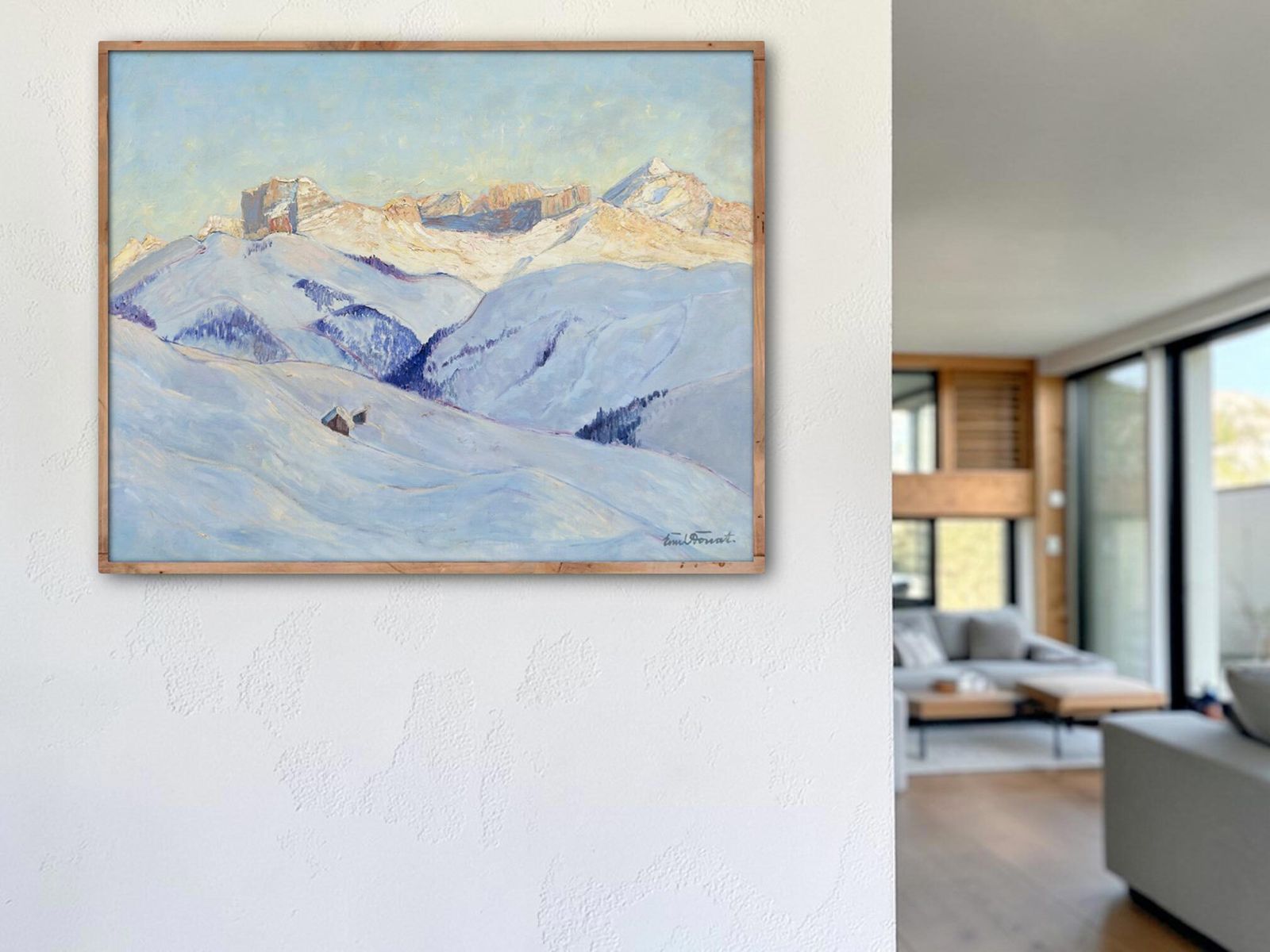 photo buy Antique Painting "Sunset Over The Dolomites – Emil Donat"