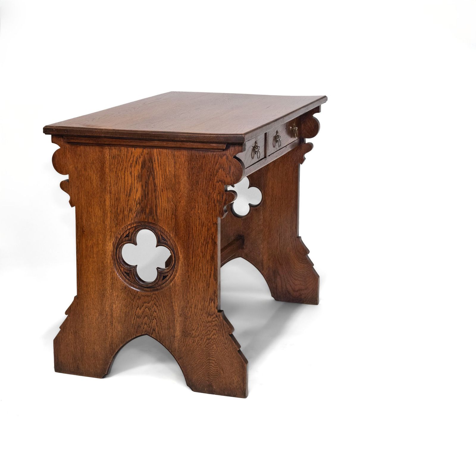 Late 19th Century Gothic Revival Oak Two Drawer Desk Writing Table photo furniture
