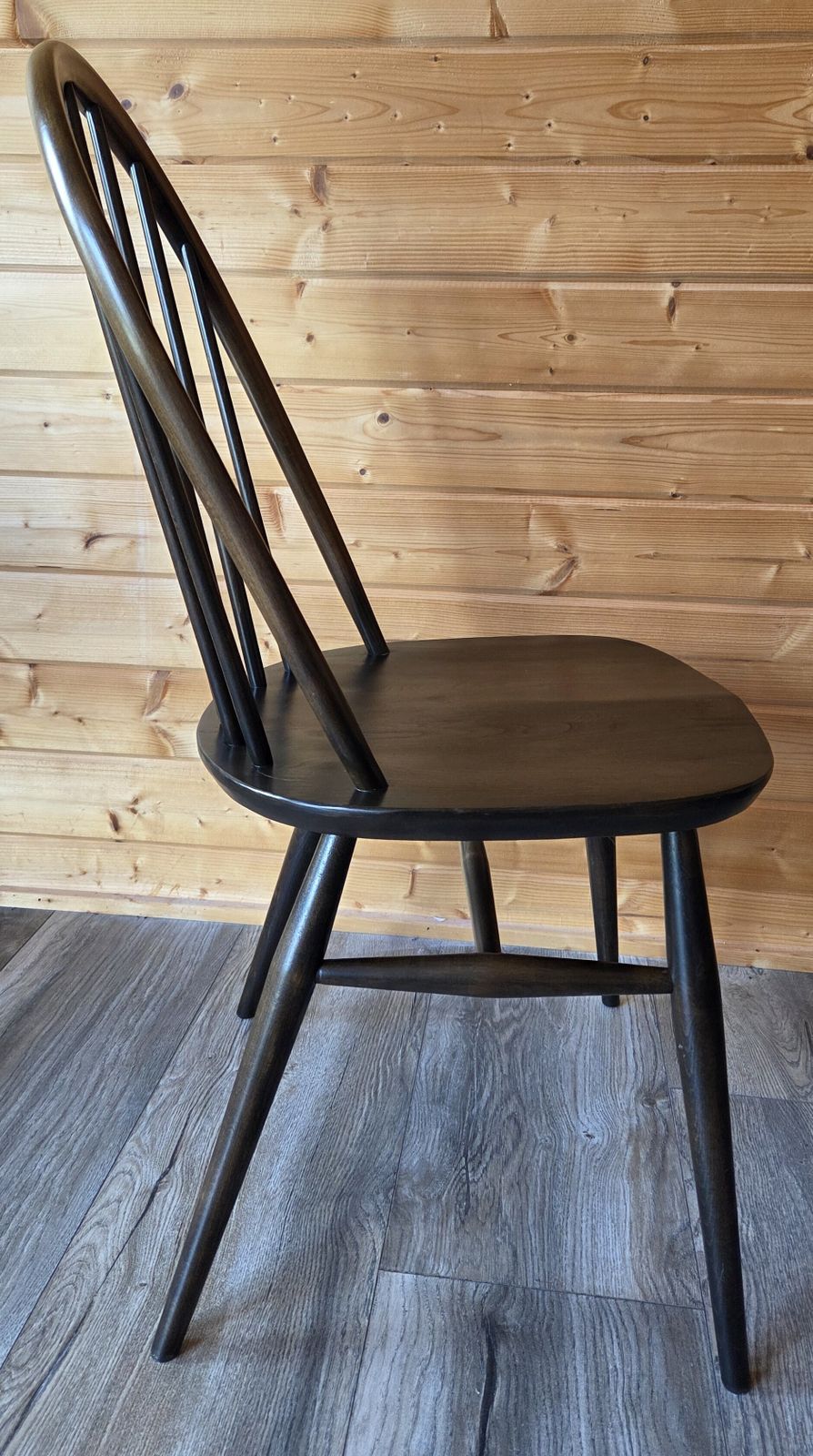 3 Ercol Mid Century Windsor Elm Dining Chairs photo vintage