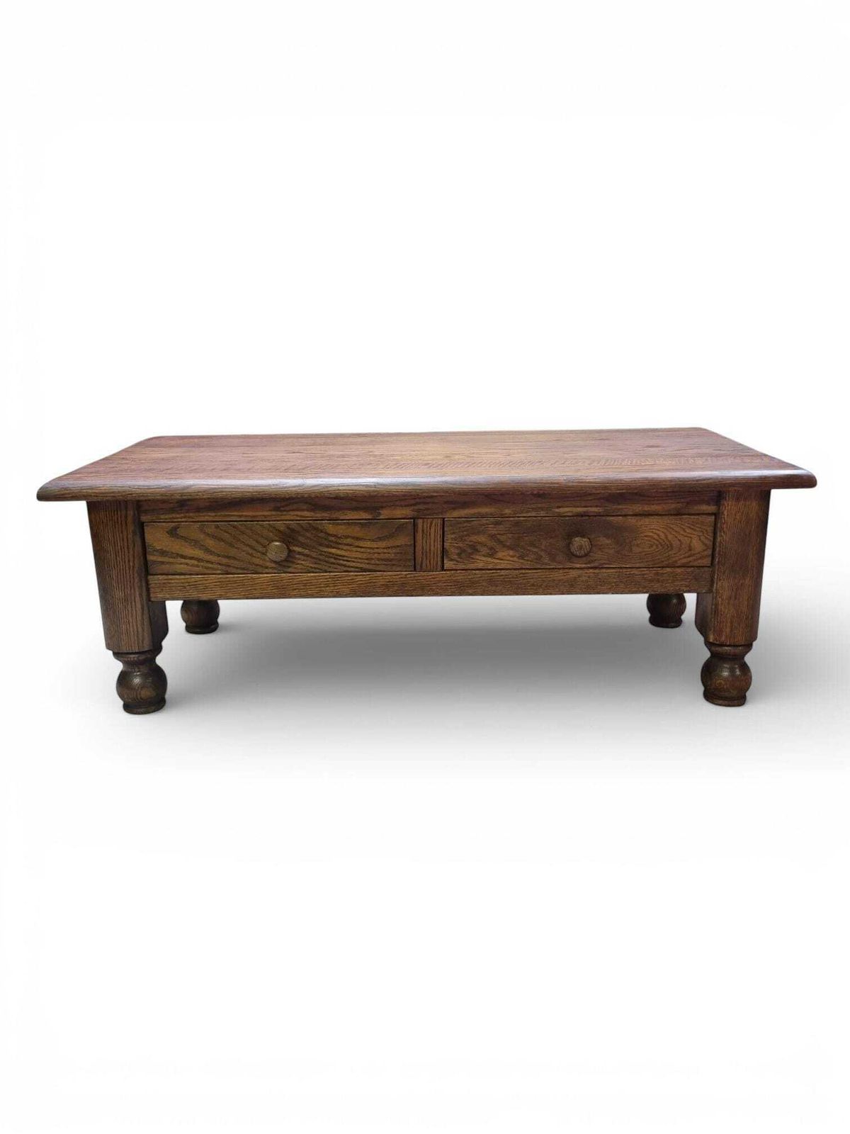 Vintage Solid Oak Coffee Table / Double Drawers / C1970 / photo vintage