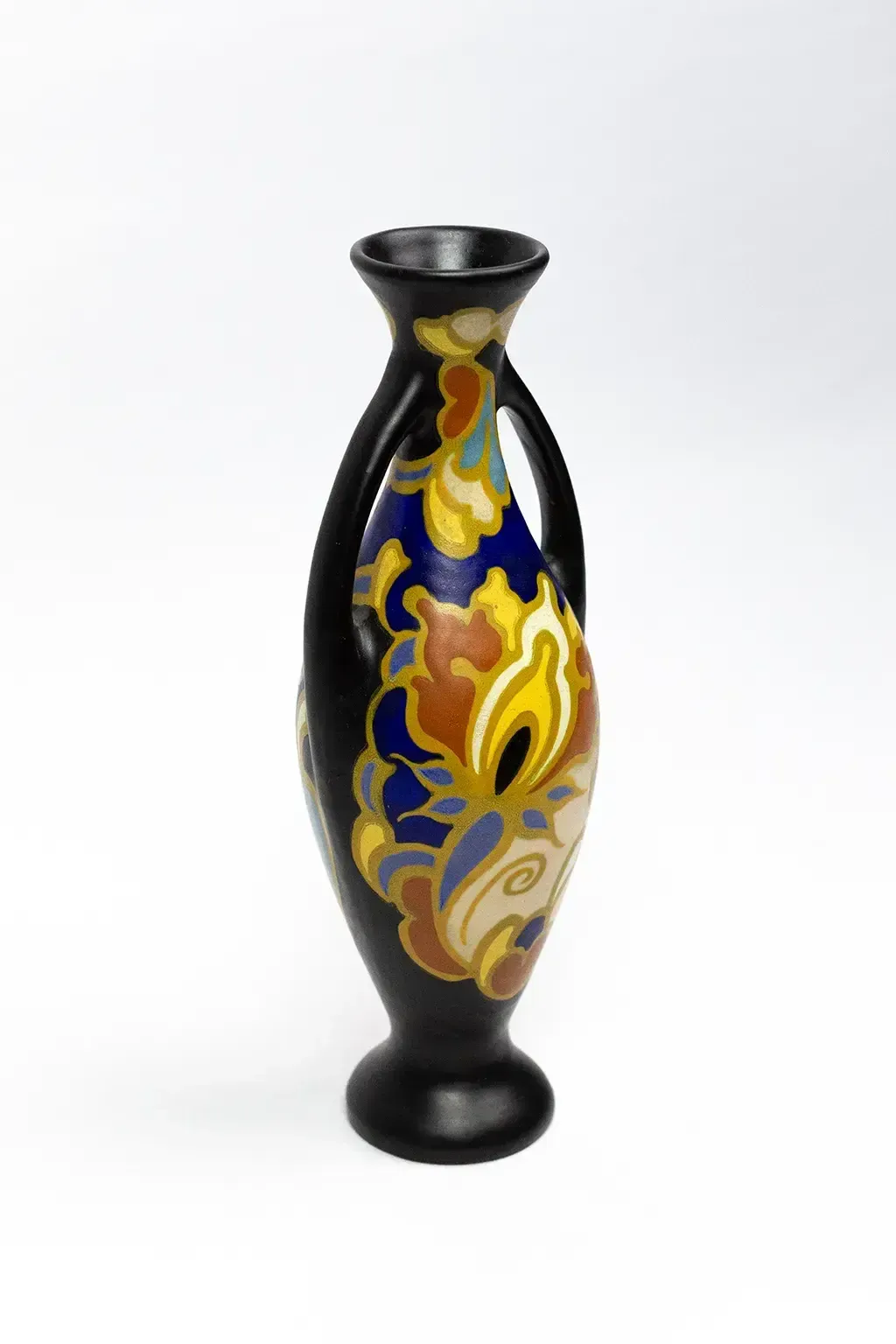 Regina Gouda Vase With Handles — Irene Decoration, Polychrome Matte Earthenware, Netherlands, 1920s–1930s photo 110.0