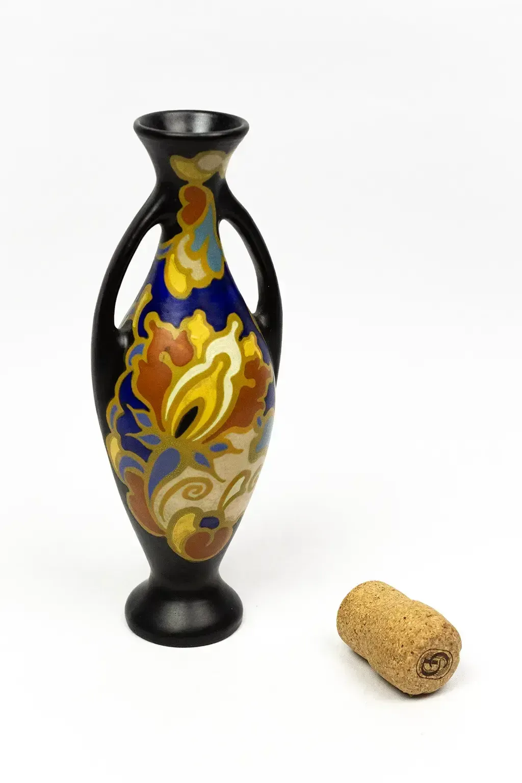 Regina Gouda Vase With Handles — Irene Decoration, Polychrome Matte Earthenware, Netherlands, 1920s–1930s photo vinterior