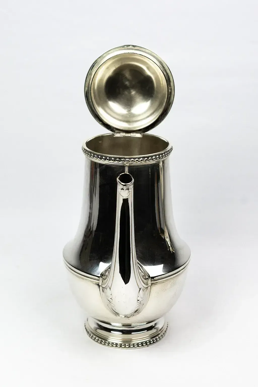 photo furniture Ercuis Silver Plated Metal Coffee Pot — Decorated With Pearl Friezes, Ebony Handle