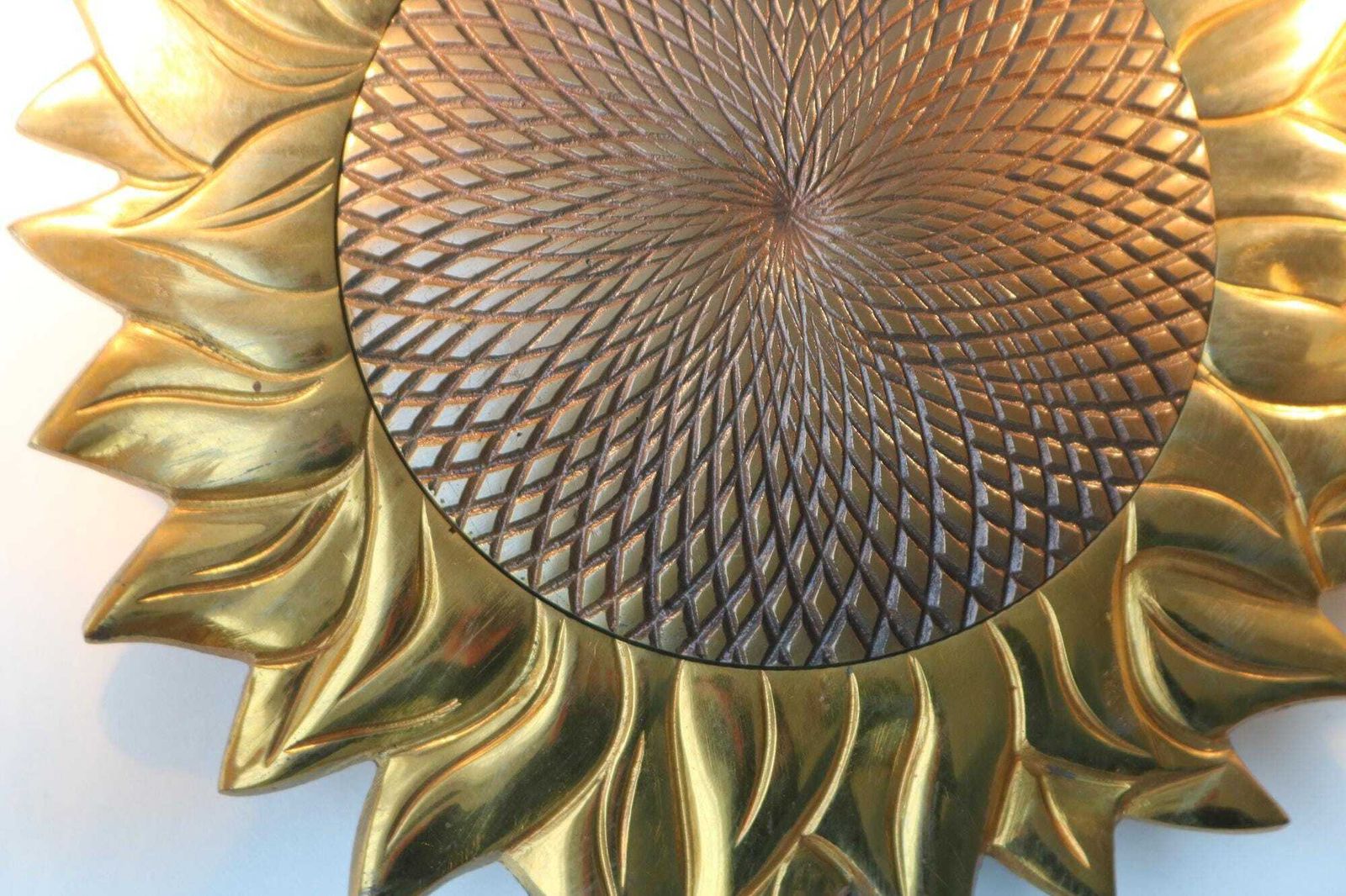 Maison Charles Sunflower Sconce, Marked Charles & Fils France, 1960s Brass Bronze Light photo buy