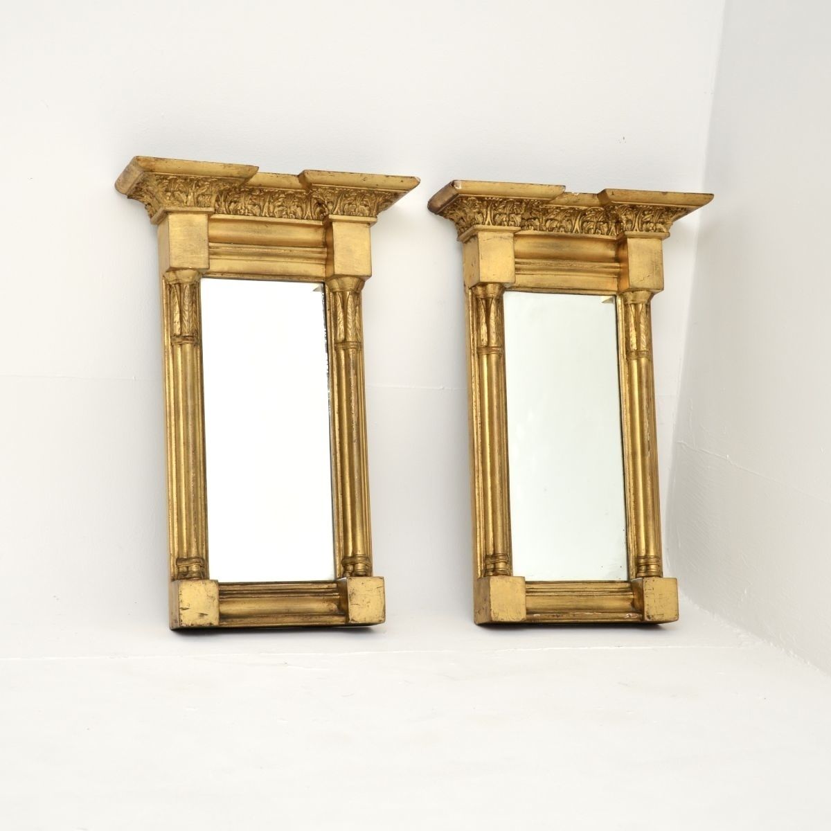 Pair Of Antique Regency Period Gilt Wood Pier Mirrors
