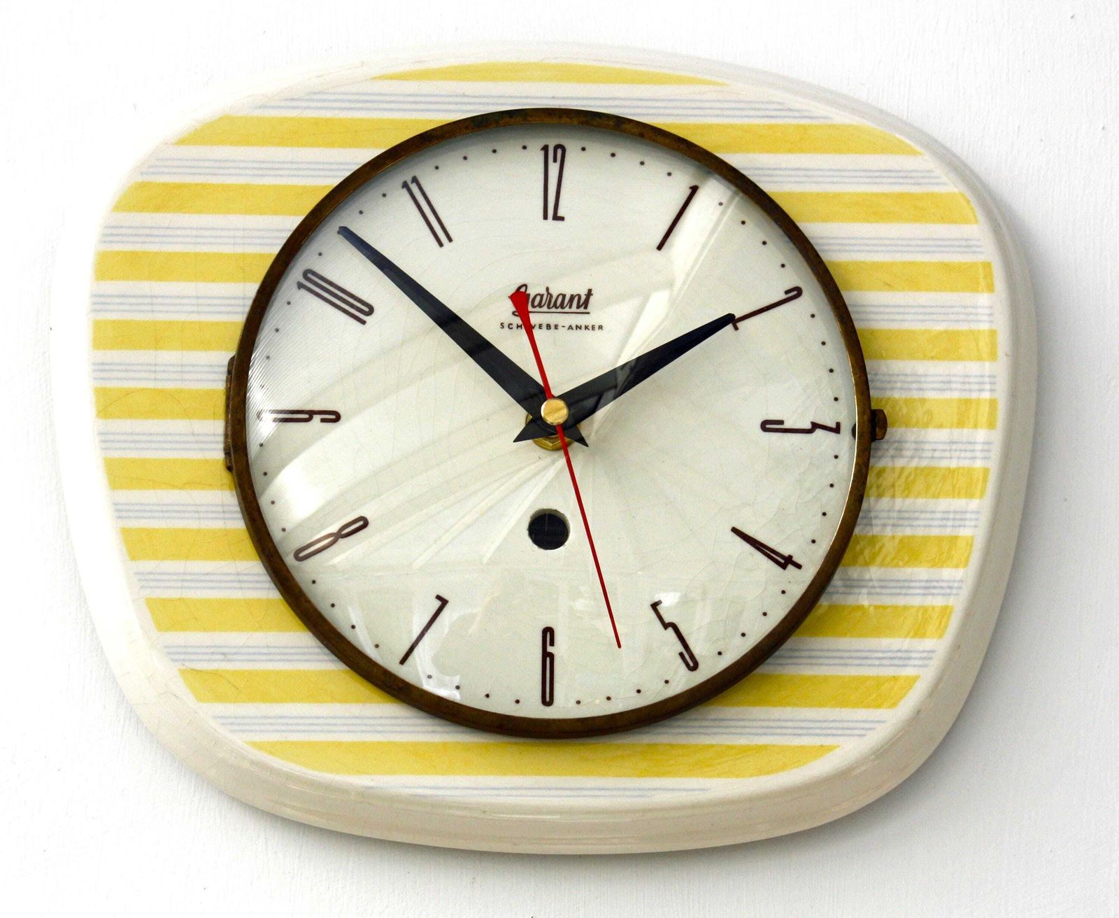 Vintage Garant Wall Clock   26cm Ceramic Retro Style Mid Century Style German Yellow Clock Gift Off The Wall Clocks