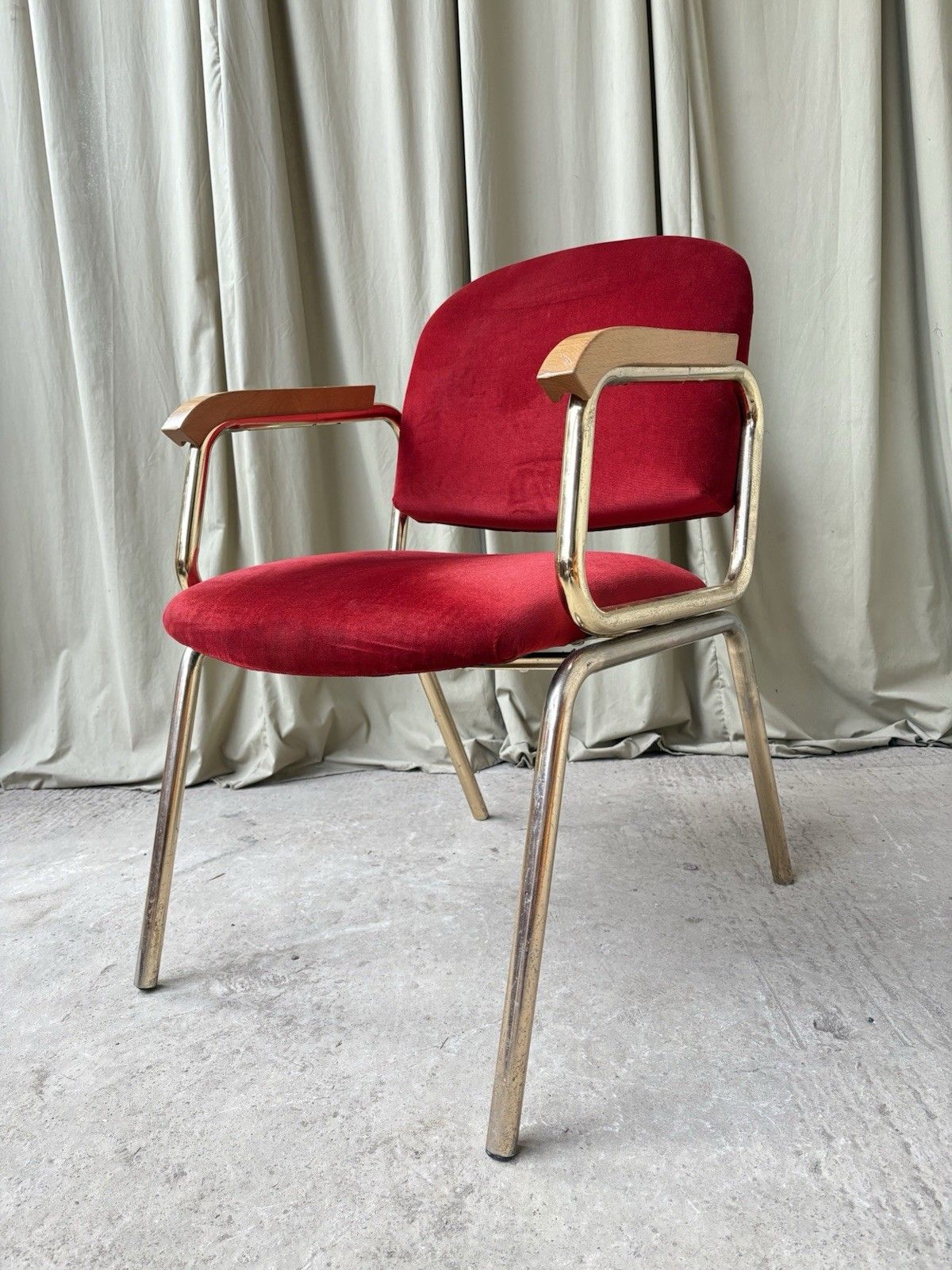 Vtg Late Mid Century Armchair Chrome Desk Chair Lounge Retro Bauhaus Style R1134 photo furniture