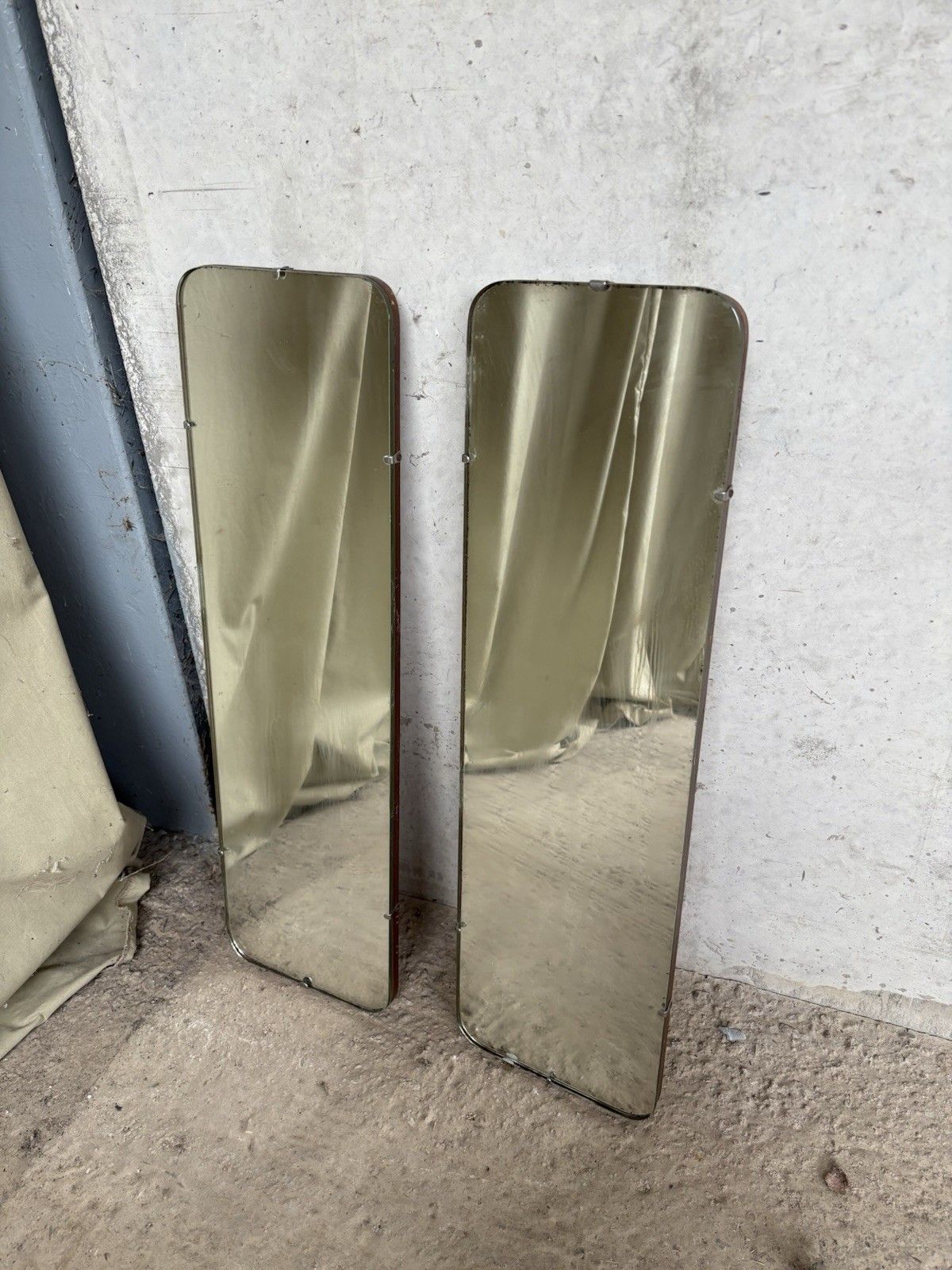 Vtg Mid Century Pair Of Wall Hallway Mirrors Retro R1136 photo Home Decor