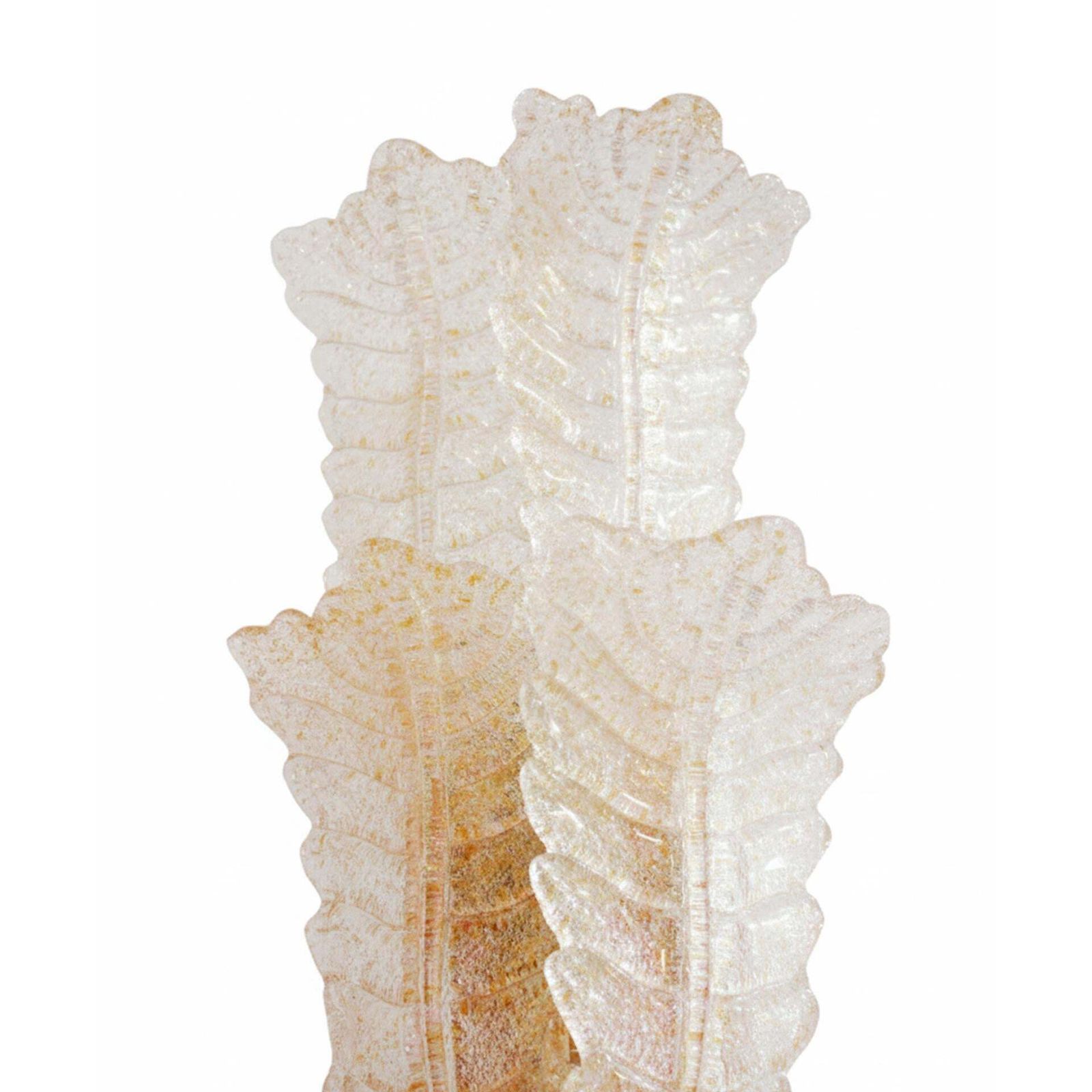 Pair Of Italian Mid Century Floral Translucent Murano Glass Wall Sconces photo vinterior